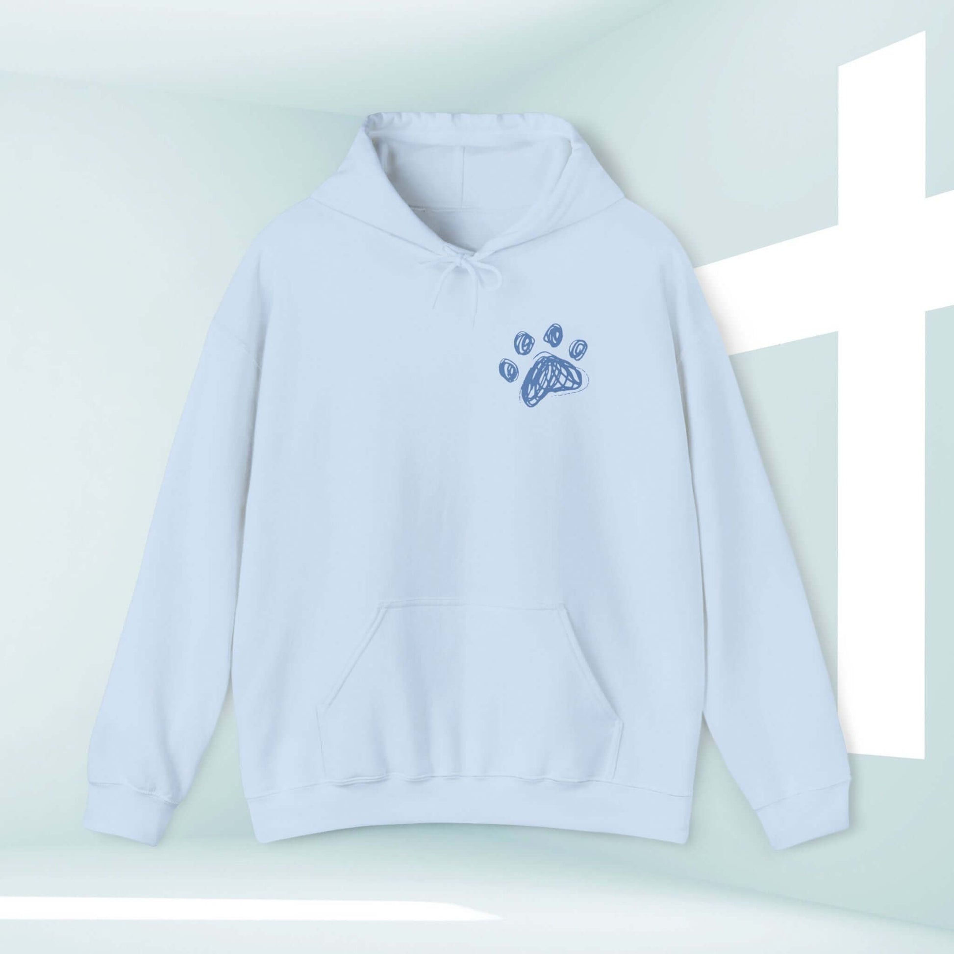 I Pray With My Dog Christian Hoodie with Paw Print, Dog Mom Hooded Sweatshirt, Religious Apparel for Dog Lovers