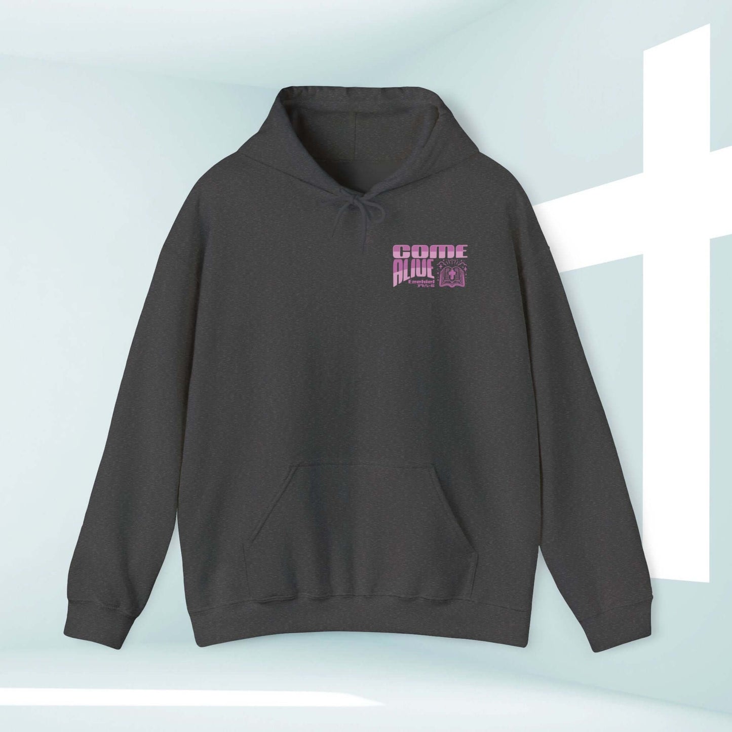 Christian hoodie apparel - Come Alive streetwear hooded sweatshirt with Bible verse, Christian sweatshirt with faith-based graphics