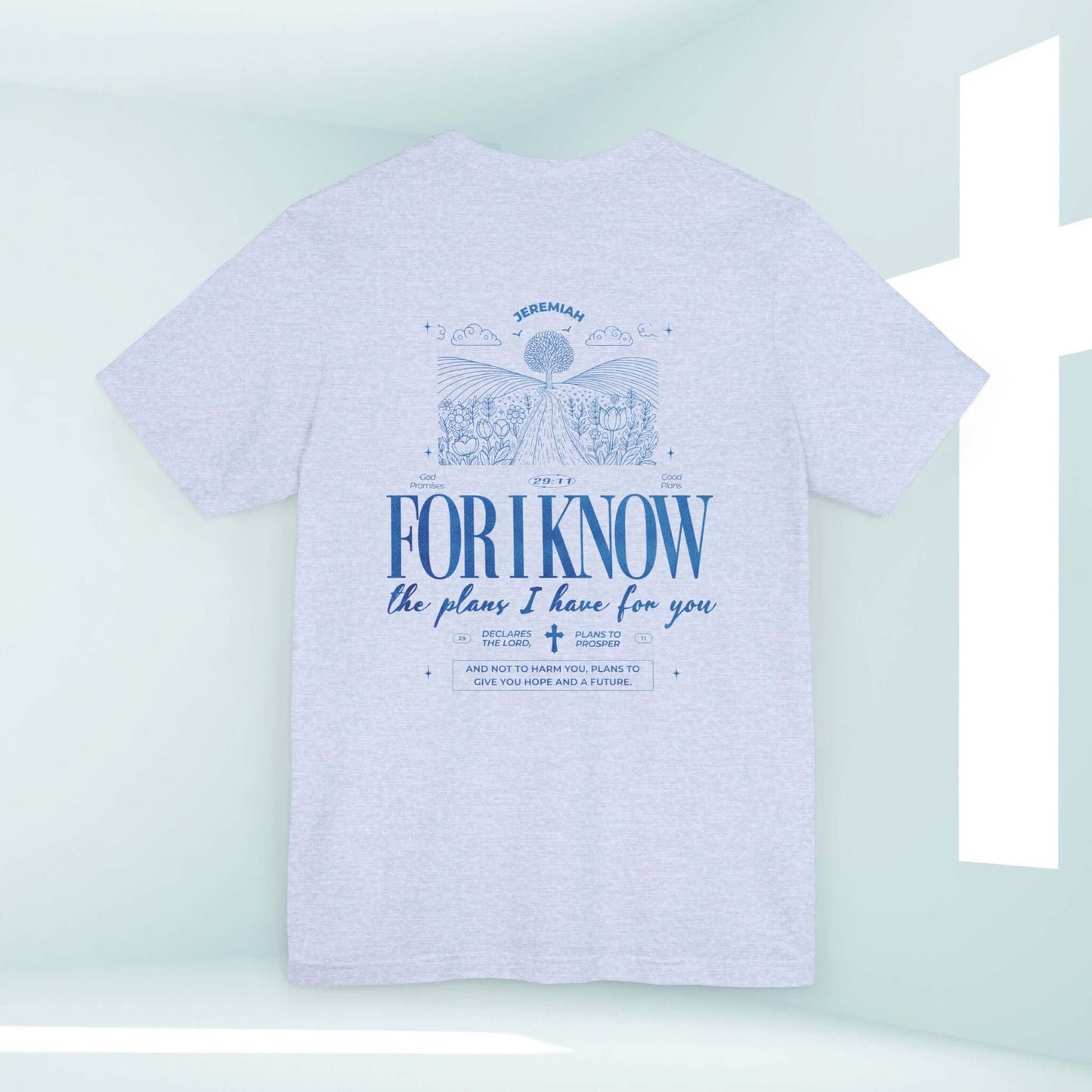 "For I Know The Plans Christian T-Shirt with Bible Verse Design in Nature and Camping Theme"