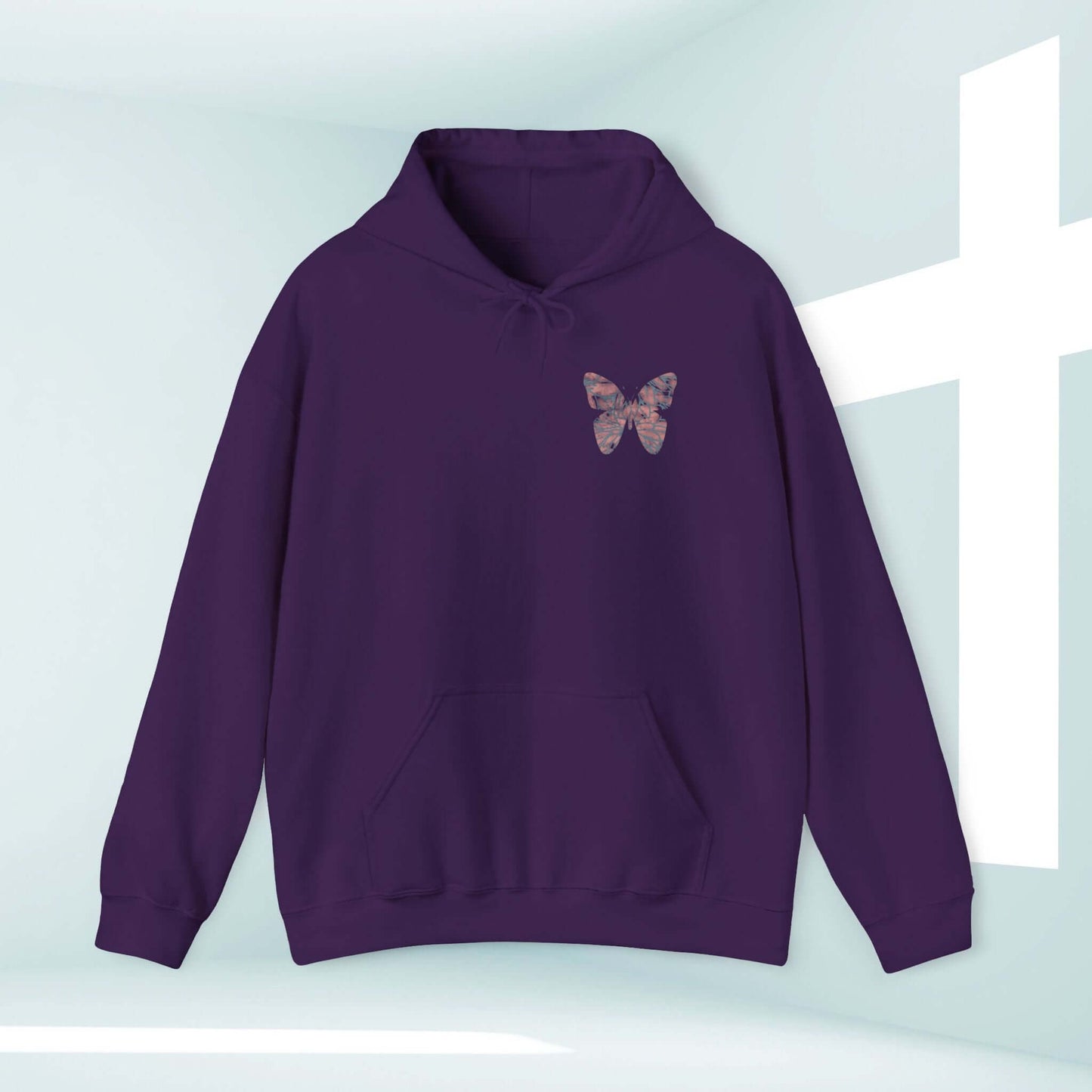 In Christ Is A New Creation butterfly Christian hoodie - faith based and inspirational religious pullover hooded sweatshirt