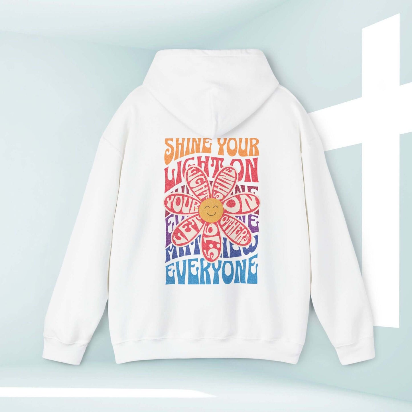 Shine Your Light Boho Christian Hoodie with Flower and Inspirational Message, Bible Verse Hoodie, Faith-Based Christian Apparel