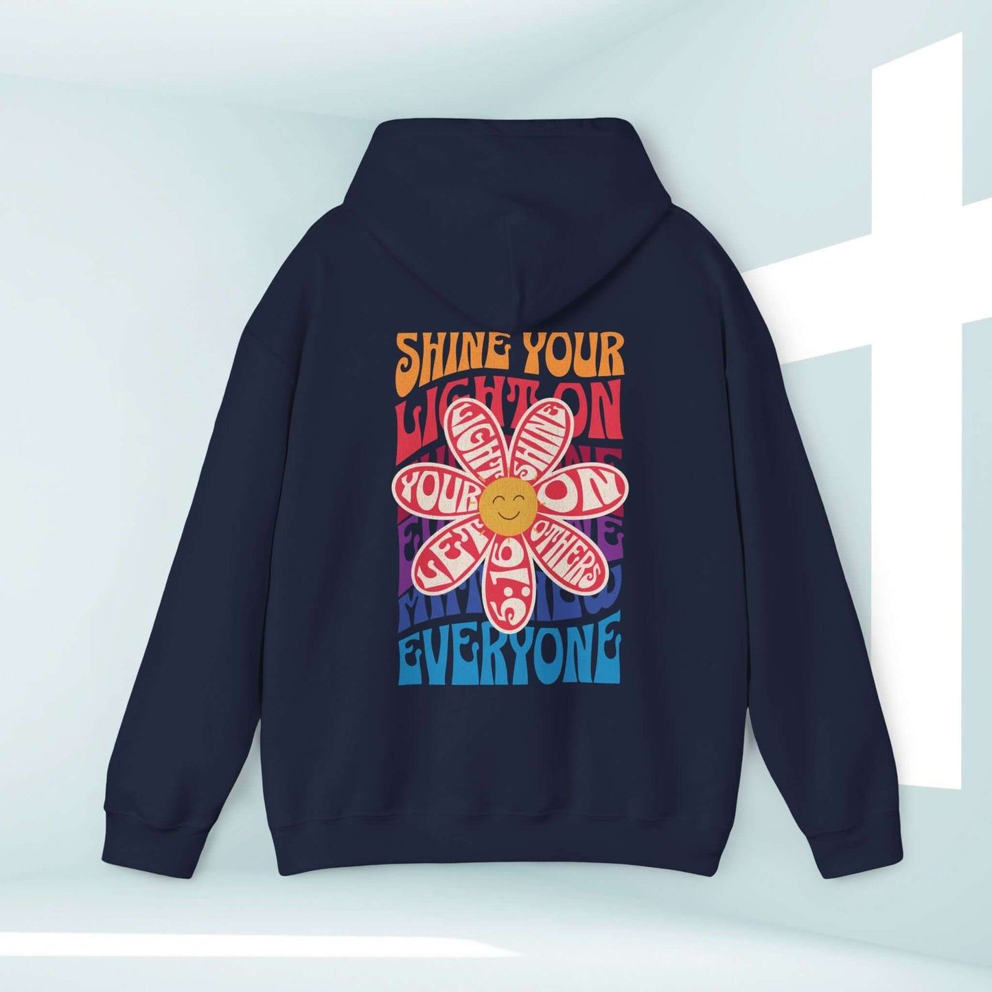 Shine Your Light Boho Christian Hoodie with Flower Design and Bible Verse - Inspirational Religious Pullover Sweatshirt