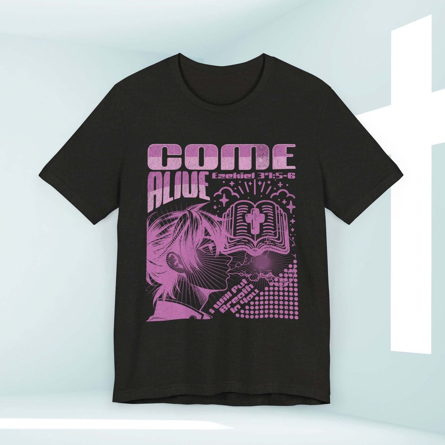 Christian "Come Alive" T-Shirt with Bible Verse Graphic, Faith-Based Inspirational Tee, Streetwear, Black Shirt