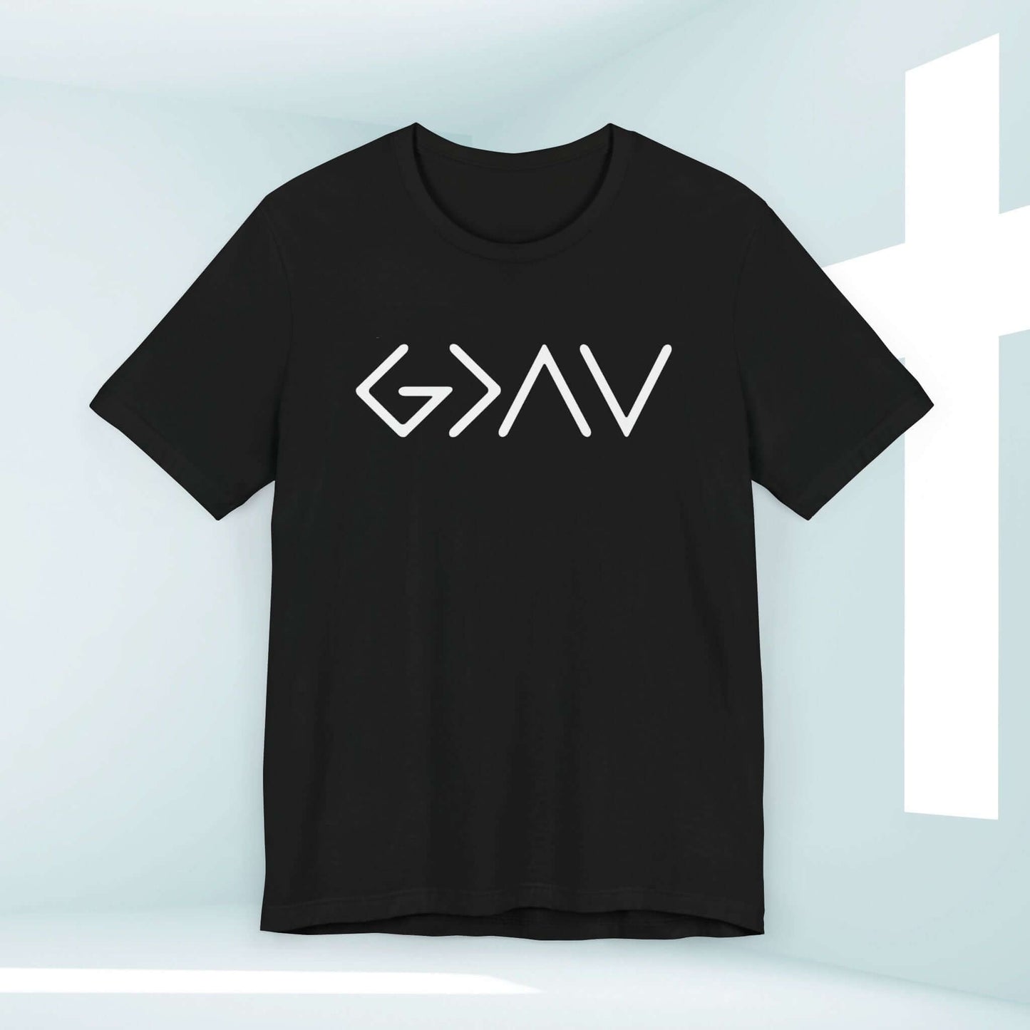 Women's "God Is Greater Than The Highs And The Lows" Christian T-Shirt in Black with White Print, Ideal for Showing Faith and Love for Jesus