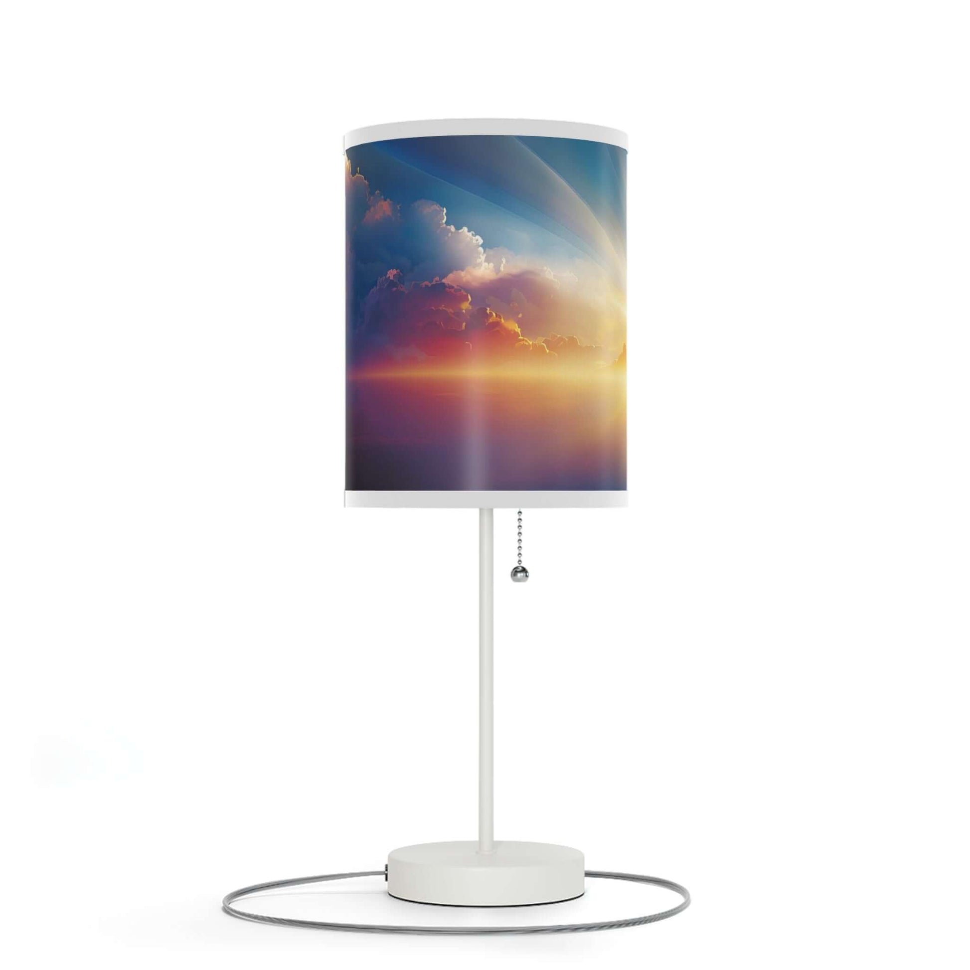 Christian table lamp with sunrise design, reflecting God's light in the heaven sky. Perfect religious gift, back to school, or college present.