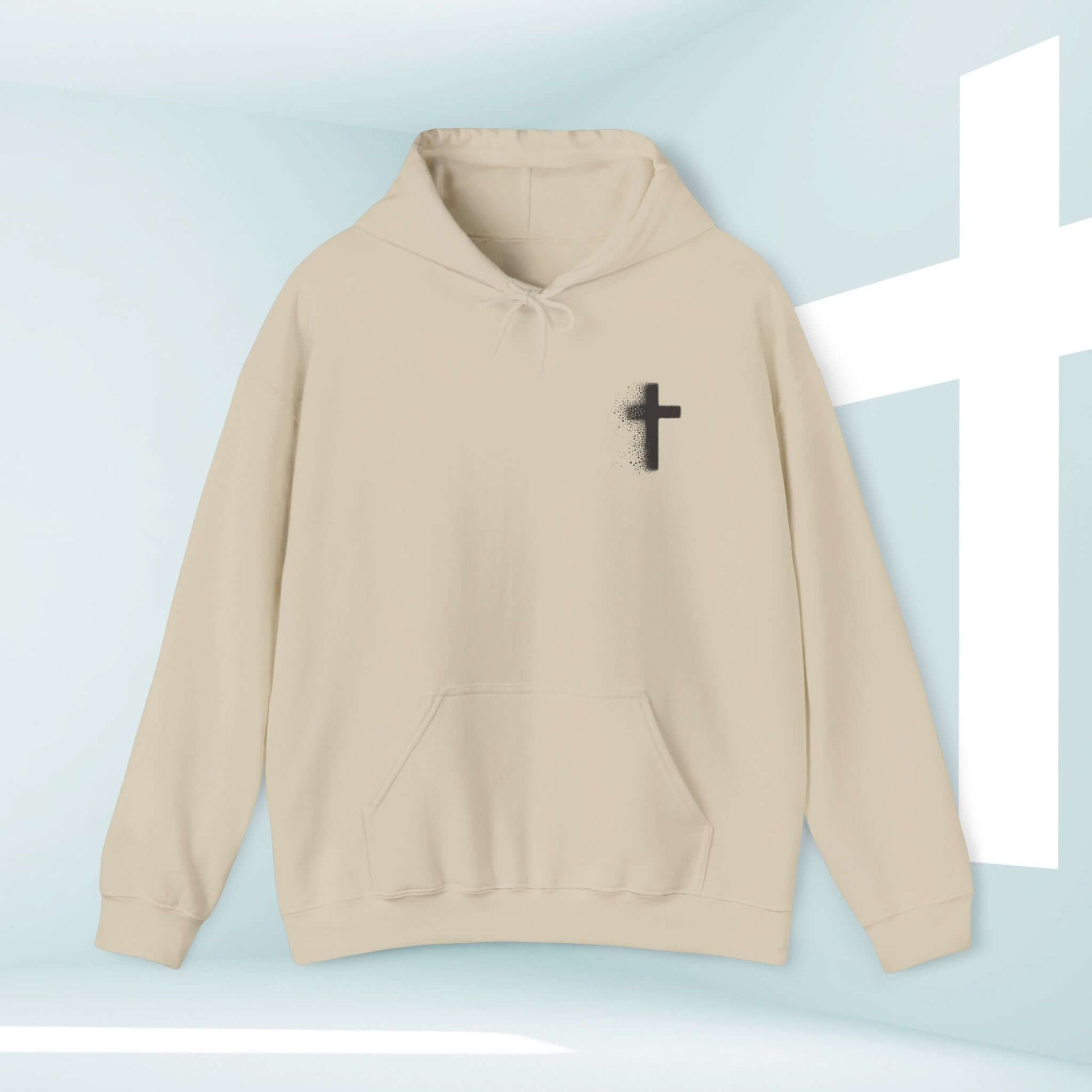 Take It To The Cross Christian hoodie with front religious graphic. Trendy men’s or women’s faith-based hooded sweatshirt with cross design.