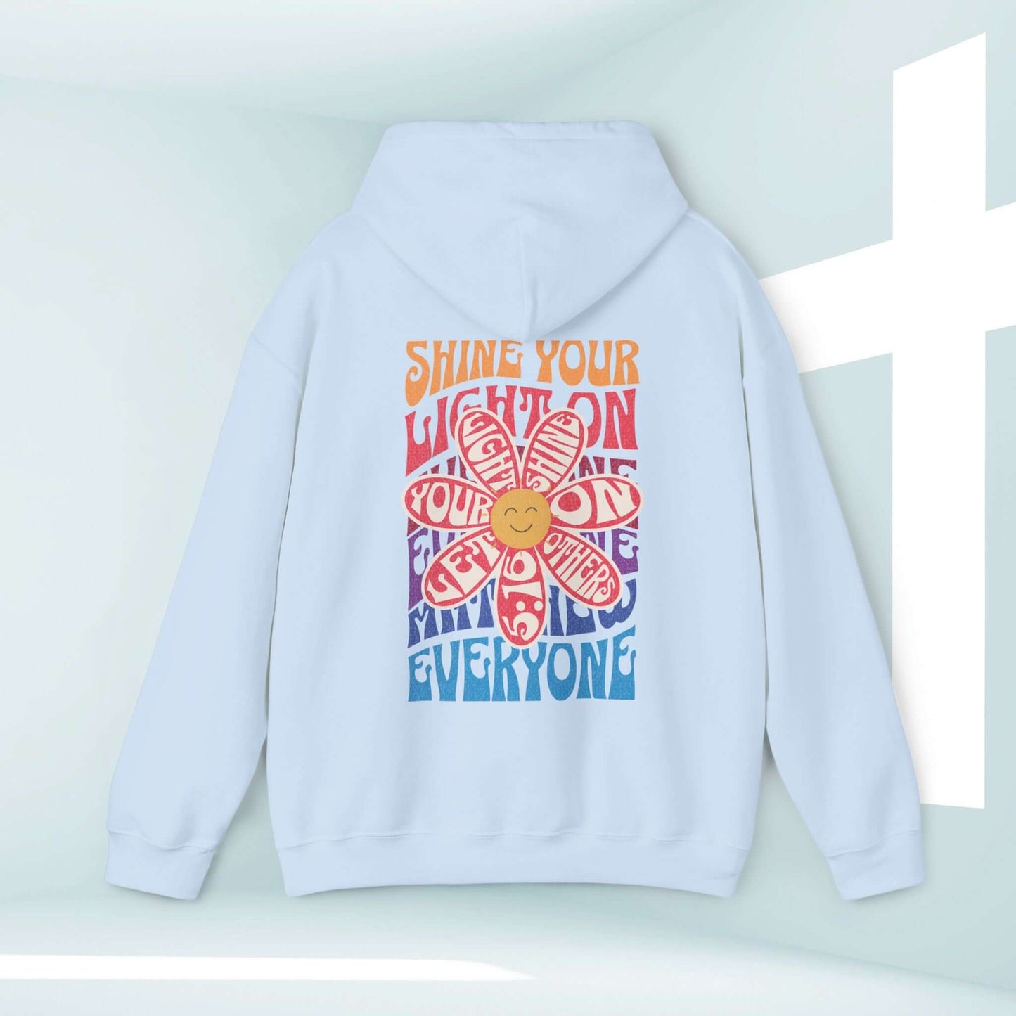 Shine Your Light Christian Hoodie - Boho Hooded Sweatshirt with Bible Verse Design, Inspirational and Faith-Based Christian Apparel