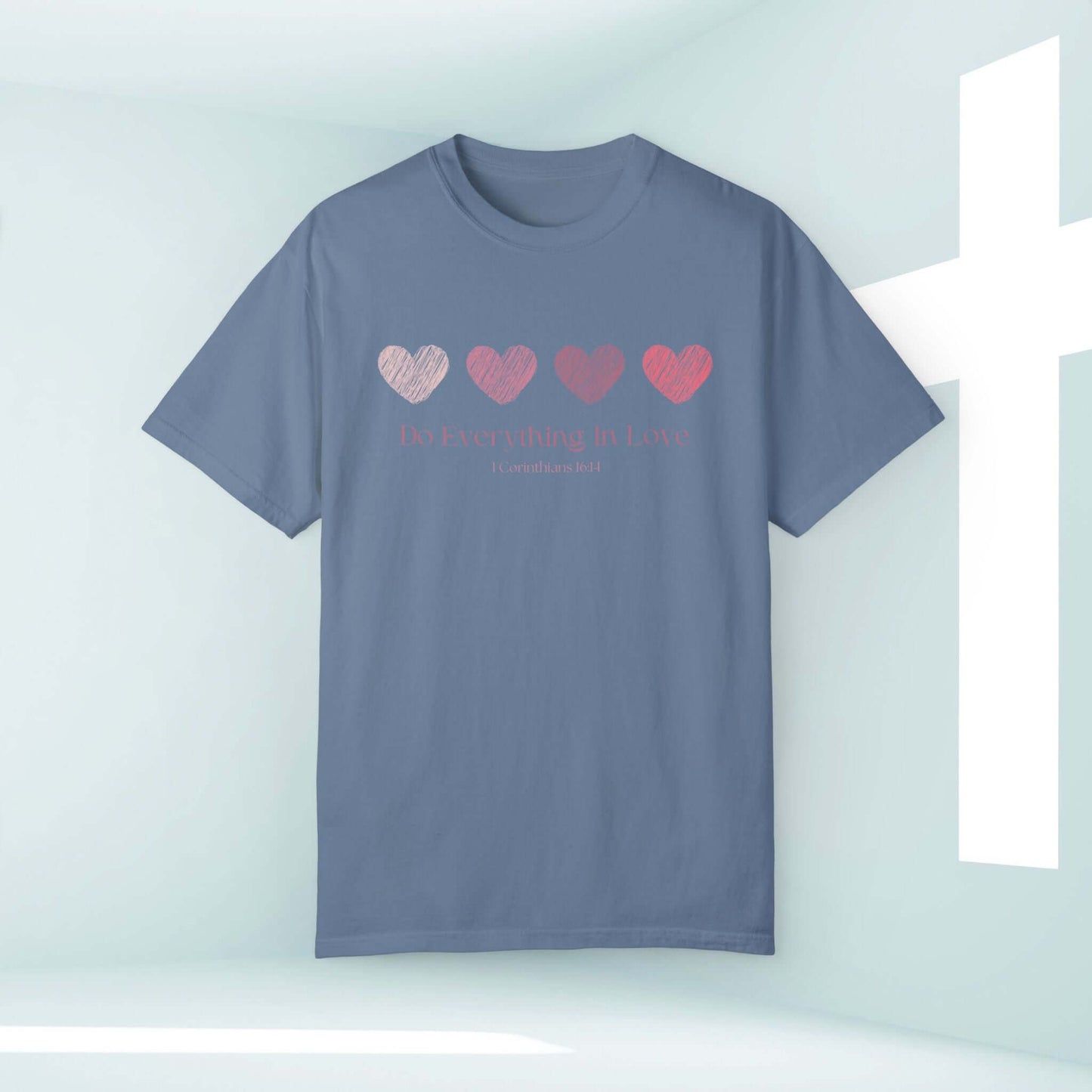 Christian Love Heart Wedding T-Shirt with "Do Everything in Love" message, perfect for Valentine's Day, weddings, and anniversaries.