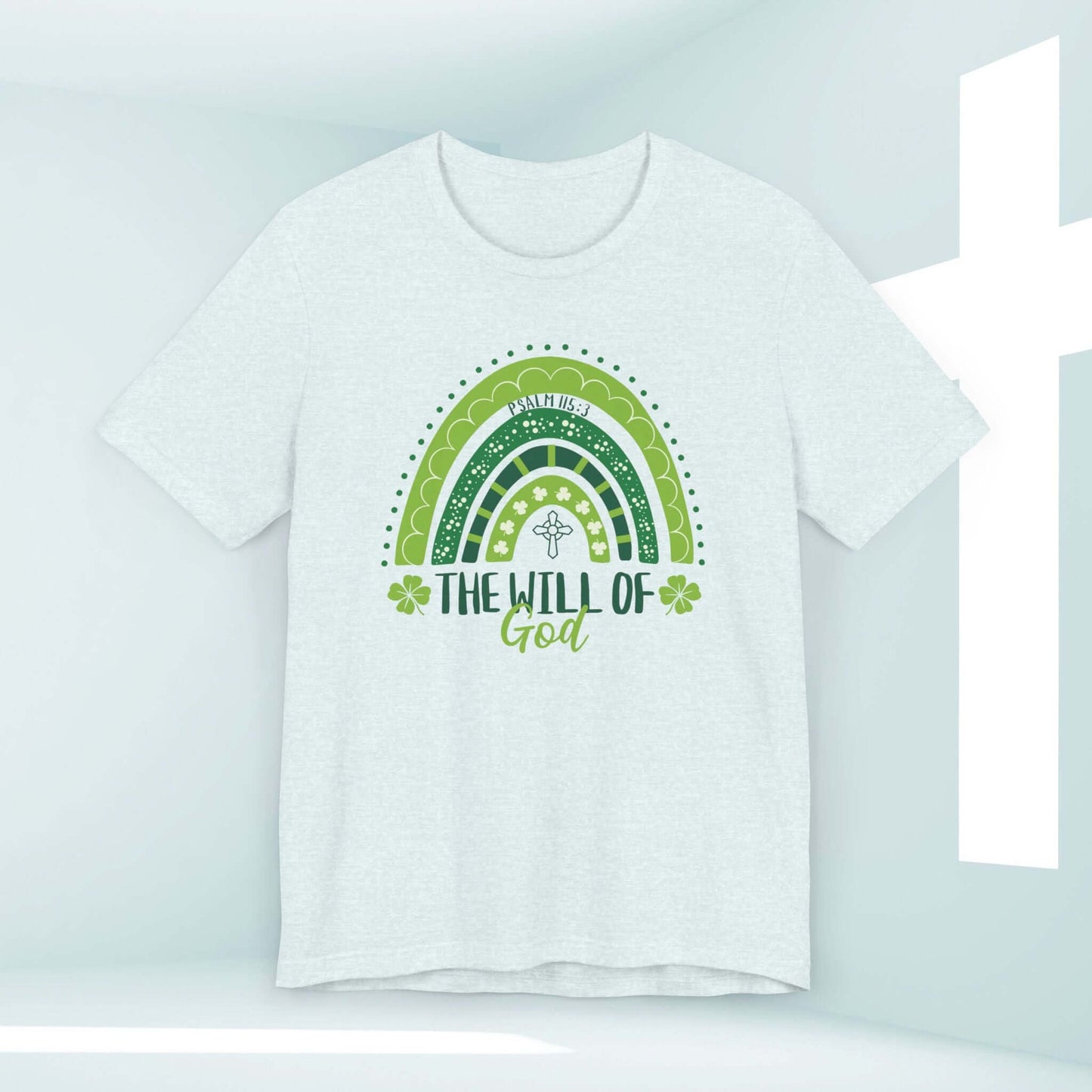 St Patrick's Day Shirt with Shamrock Rainbow and 'The Will of God' Text, Inspirational Christian Tee, Faith-based St Patty's Clover T-shirt