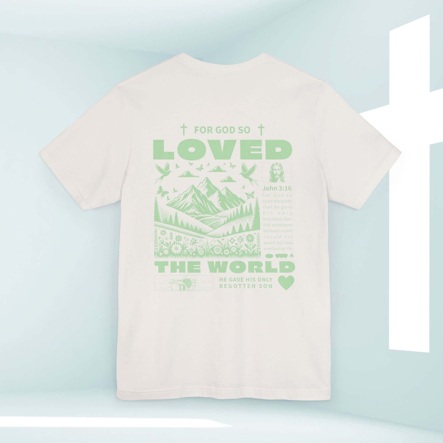 John 3 16 Shirt - For God So Loved TShirt with Bible Verse, Christian Apparel, Religious Tee, Faith-Based Christian Streetwear