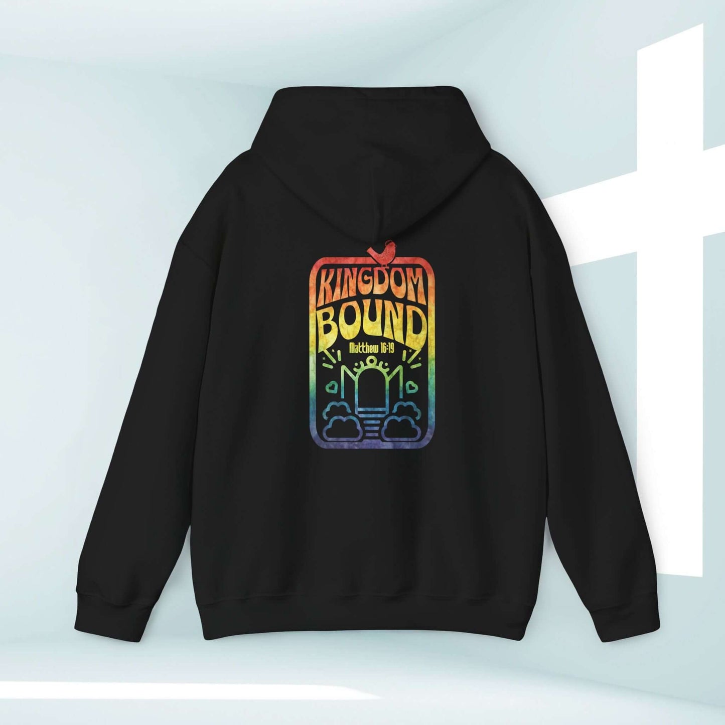 Kingdom Bound faith Bible verse Christian hoodie with retro design, perfect for concerts and inspirational events.