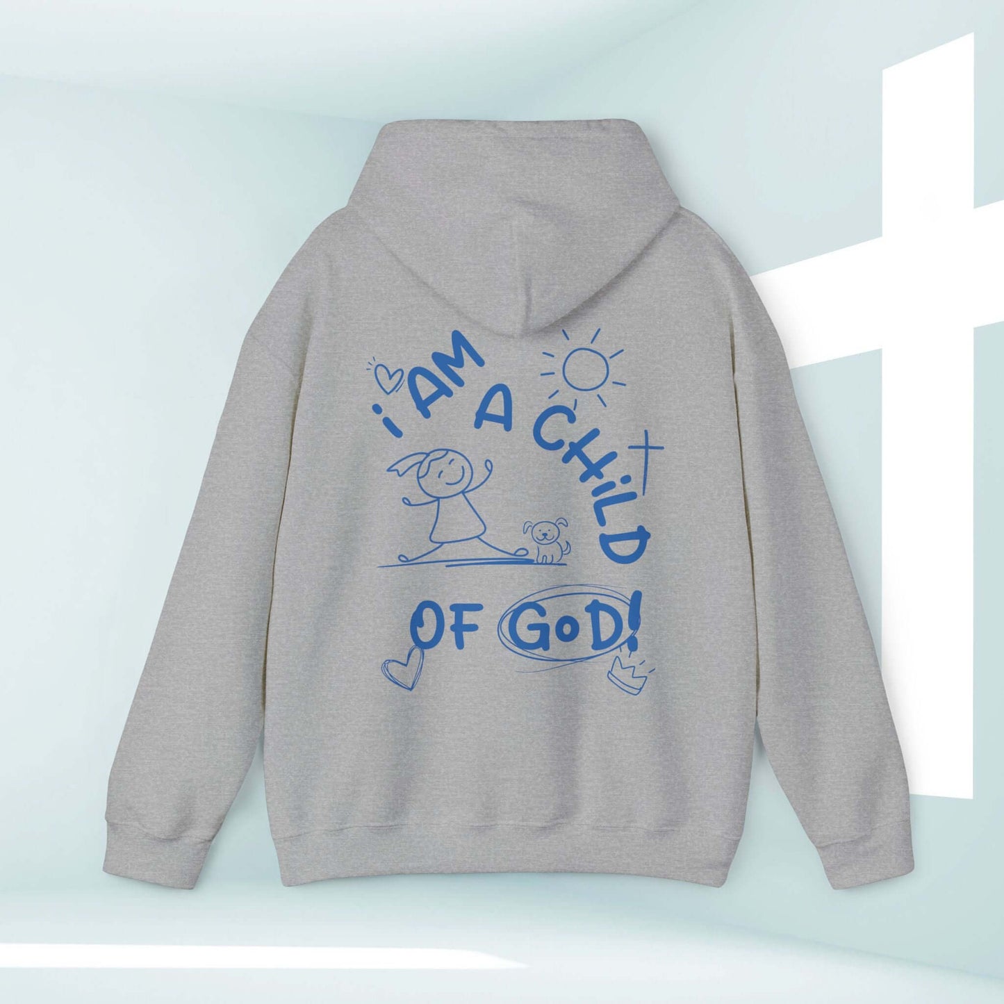 I Am A Child Of God Christian Hoodie with Dog Graphic, Inspirational Religious Women's Hooded Sweatshirt, Faith-Based Christian Apparel