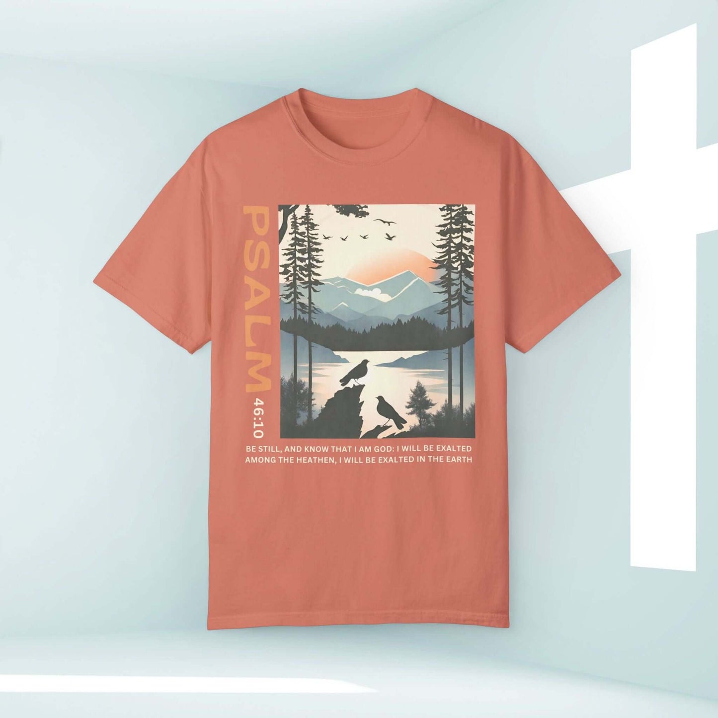 Peace Be Still Birds Christian shirt with scripture, featuring birds and nature, faith-based tee for inspiration and testimony.