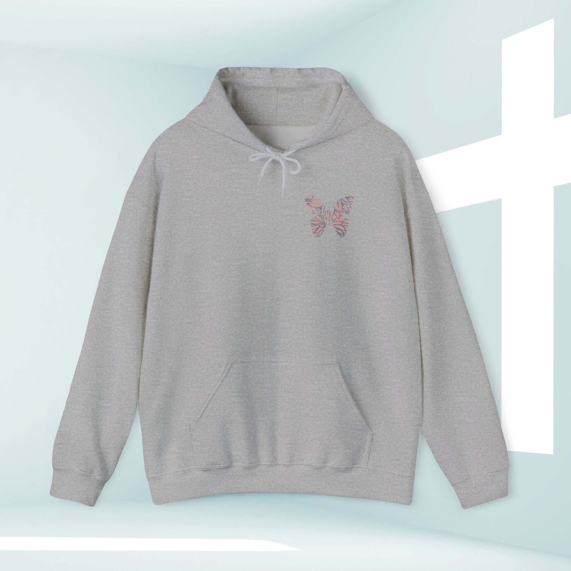 Butterfly Christian Hoodie In Christ Is A New Creation Hooded Sweatshirt - Child of God Bible Verse Pullover Inspirational Apparel