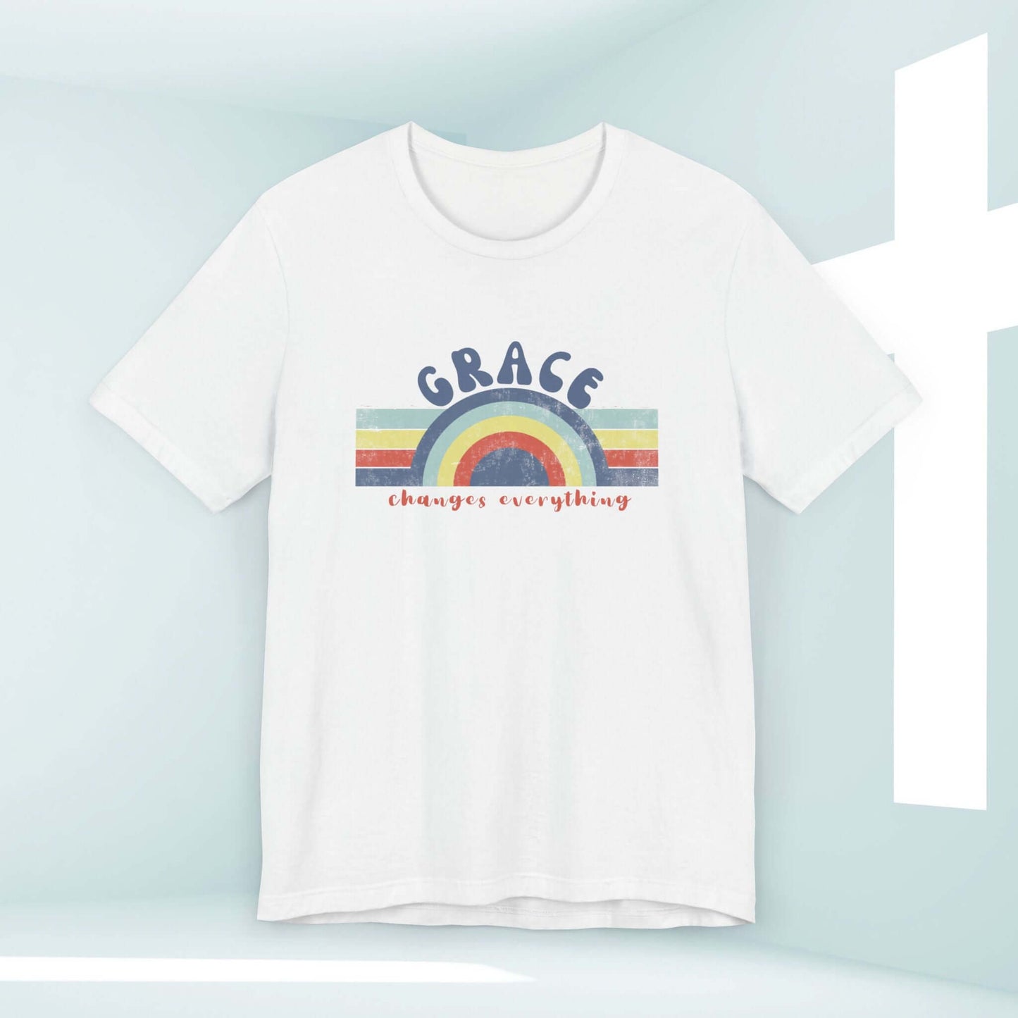 Retro Grace Changes Everything Women's Christian T-Shirt with Bible Verse, Inspirational Faith-Based Tee