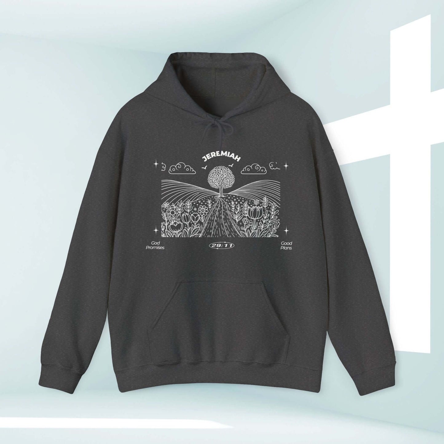 Christian hoodie with "For I Know The Plans" Bible verse design - inspirational faith-based sweatshirt, perfect gift for Mother's Day and birthdays