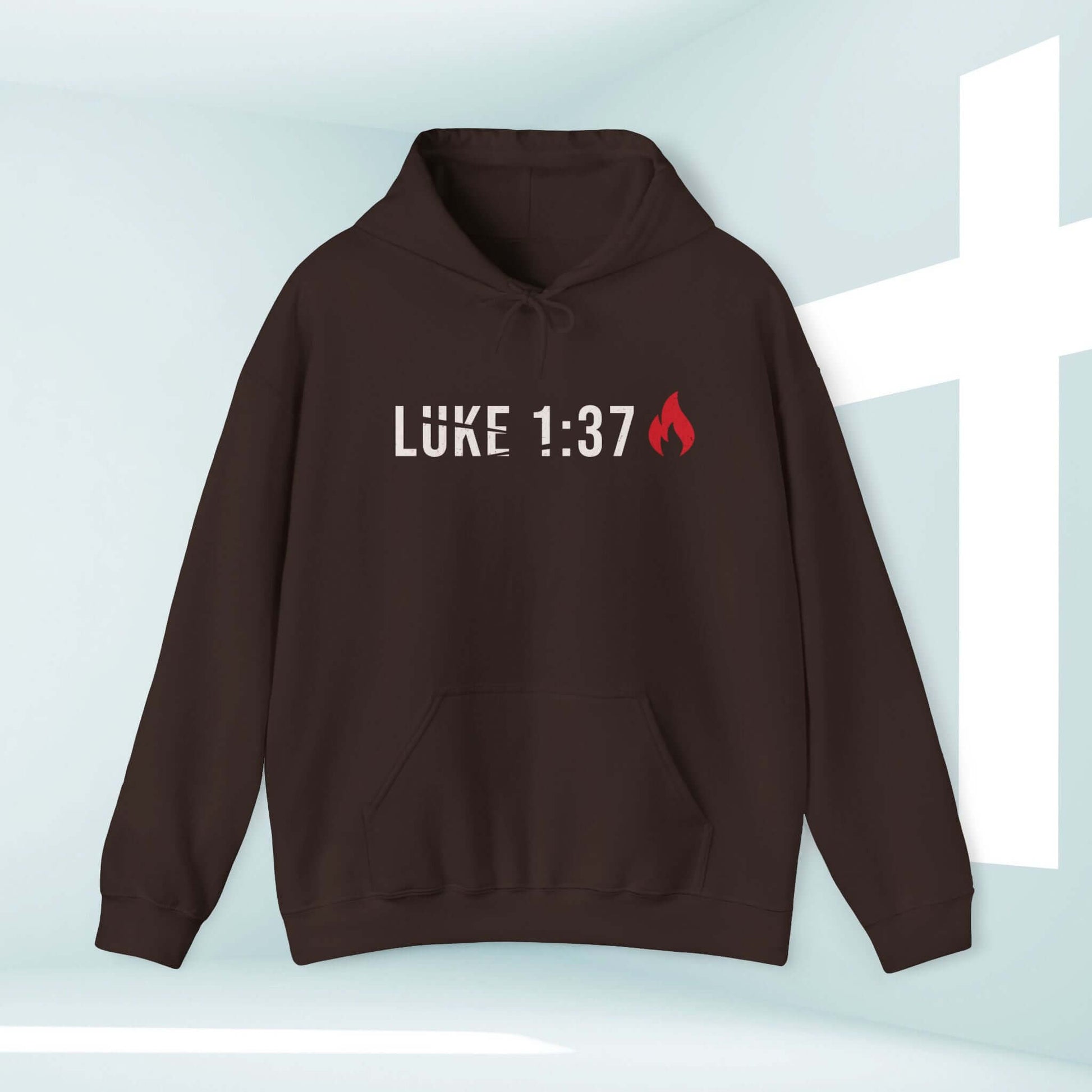 Mens Christian Jesus Hoodie with Luke 1:37 Bible Verse, Inspirational Religious Shirt, Jesus Apparel, Christian Hoodie, Godly Gifts