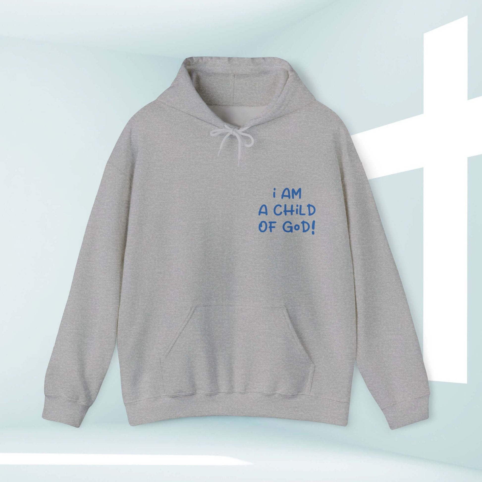 I Am A Child Of God women's Christian hoodie with dog design, faith-based religious hooded sweatshirt, inspirational Christian apparel.