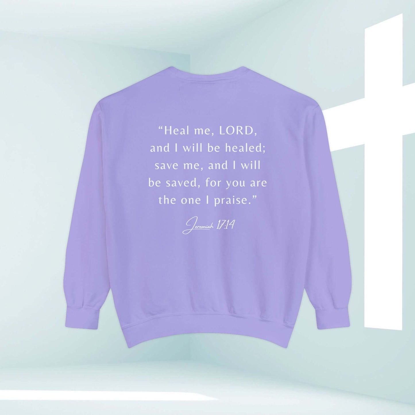 Hope In The Healing Christian sweatshirt with a Bible verse, ideal get well soon gift for cancer survivors and hospital patients