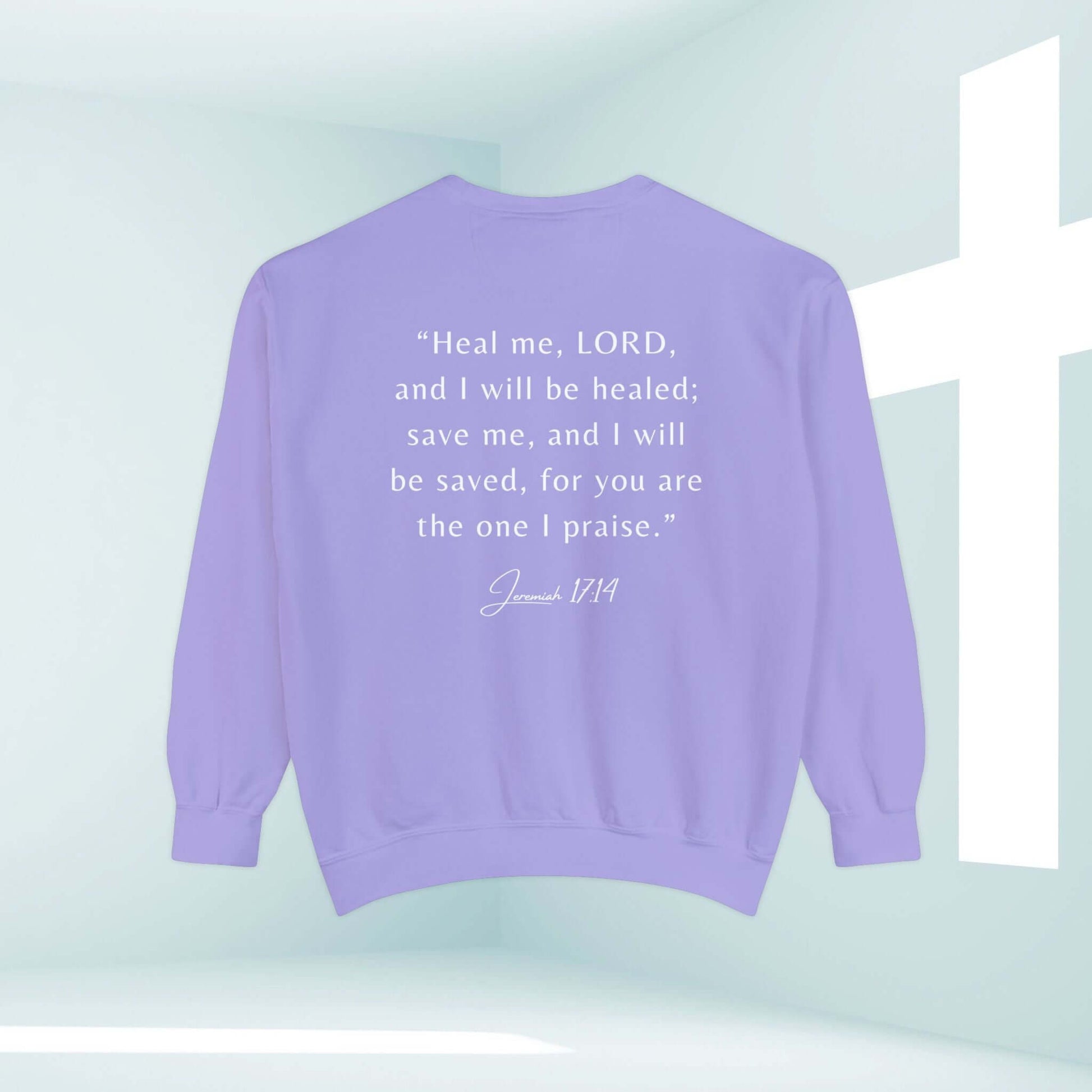 Hope In The Healing Christian sweatshirt with a Bible verse, ideal get well soon gift for cancer survivors and hospital patients