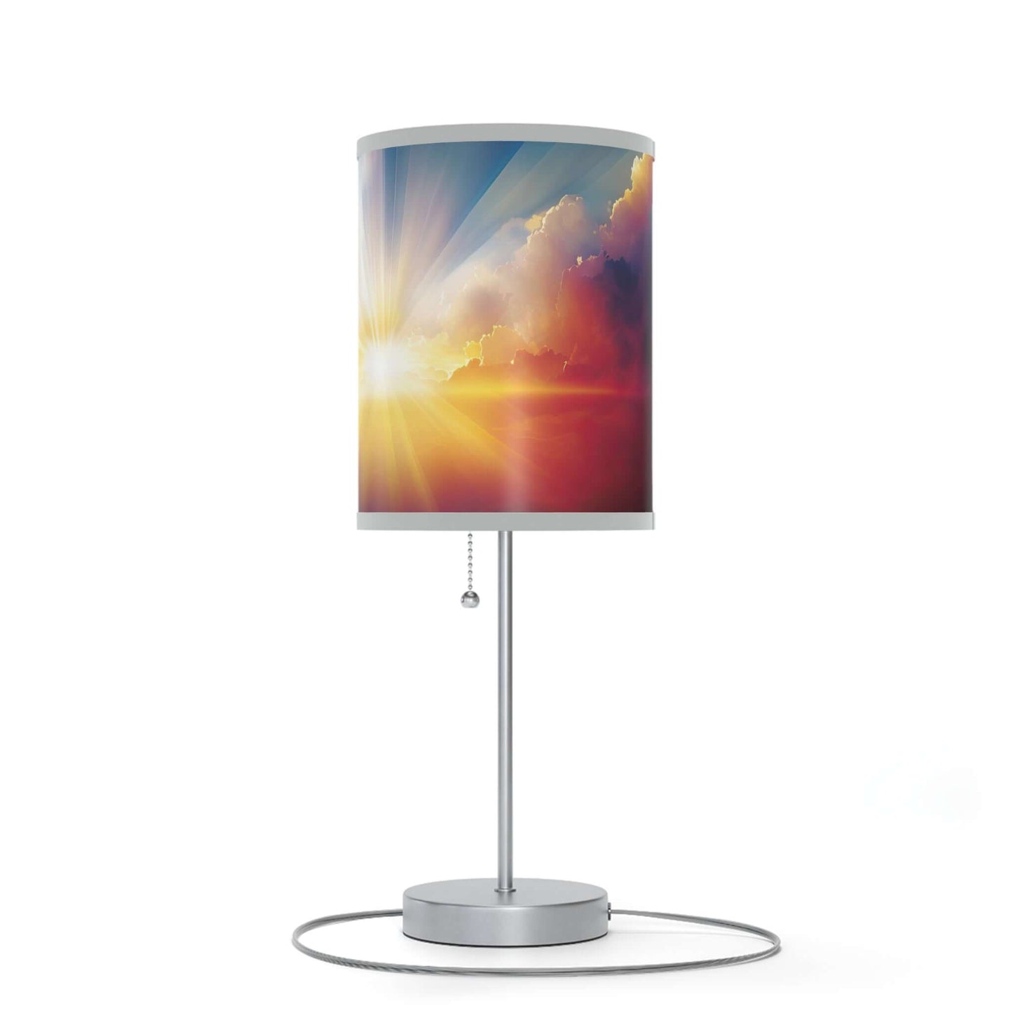 Christian Sunrise Table Lamp Reflecting God's Light with Steel Base, Ideal as a Religious Gift or for Christian Decor