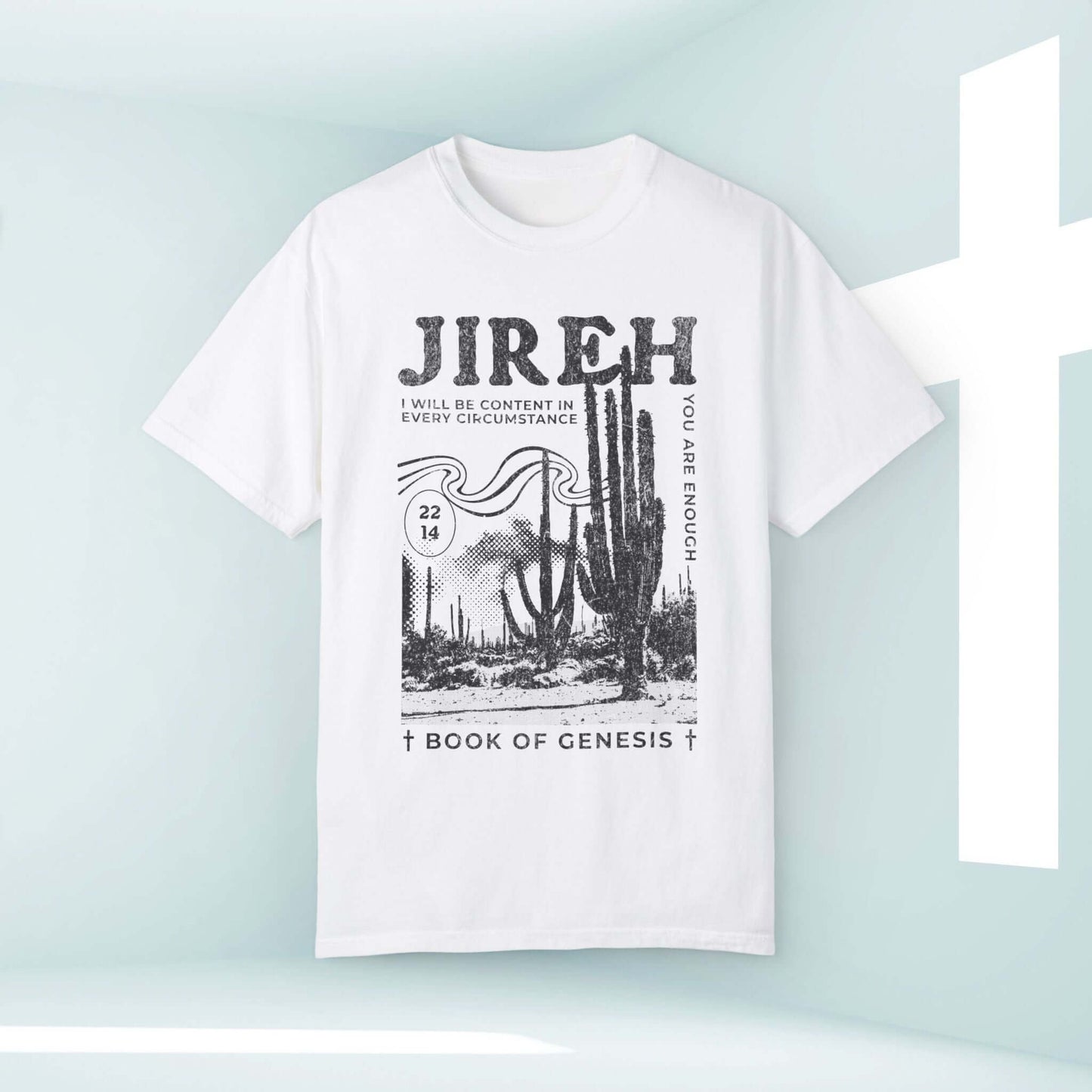 Jireh Christian cactus shirt with Bible verse, inspirational Boho tee, faith-based religious clothing, trendy Christian apparel