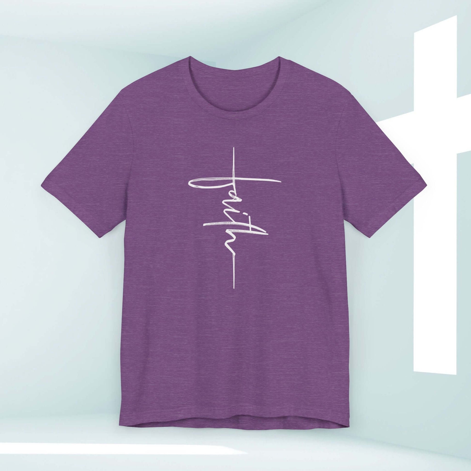 Purple Faith Cross Christian Women's T-Shirt - Inspirational Religious Apparel for Faithful Hearts