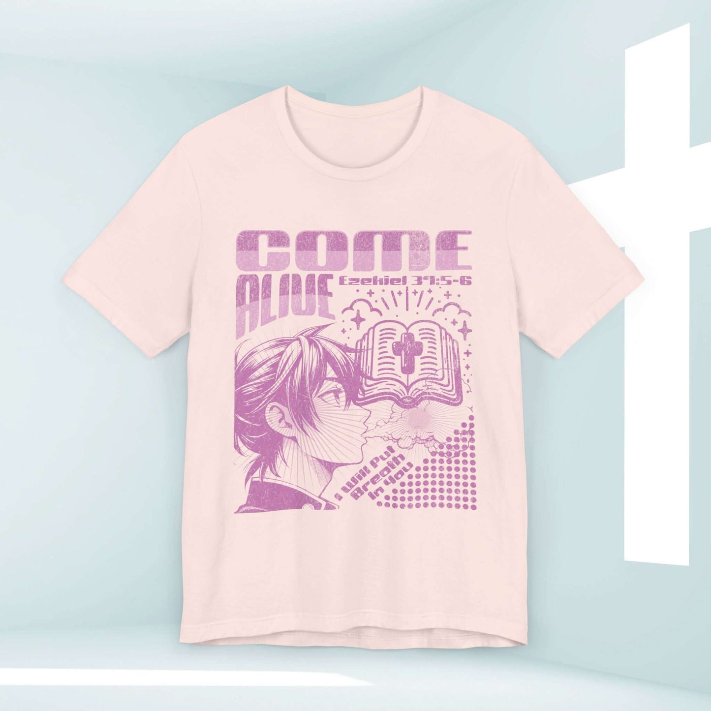 Come Alive Christian T-Shirt featuring Bible verse Ezekiel 37:5-6, faith-based graphic tee for Christian streetwear, inspirational church apparel