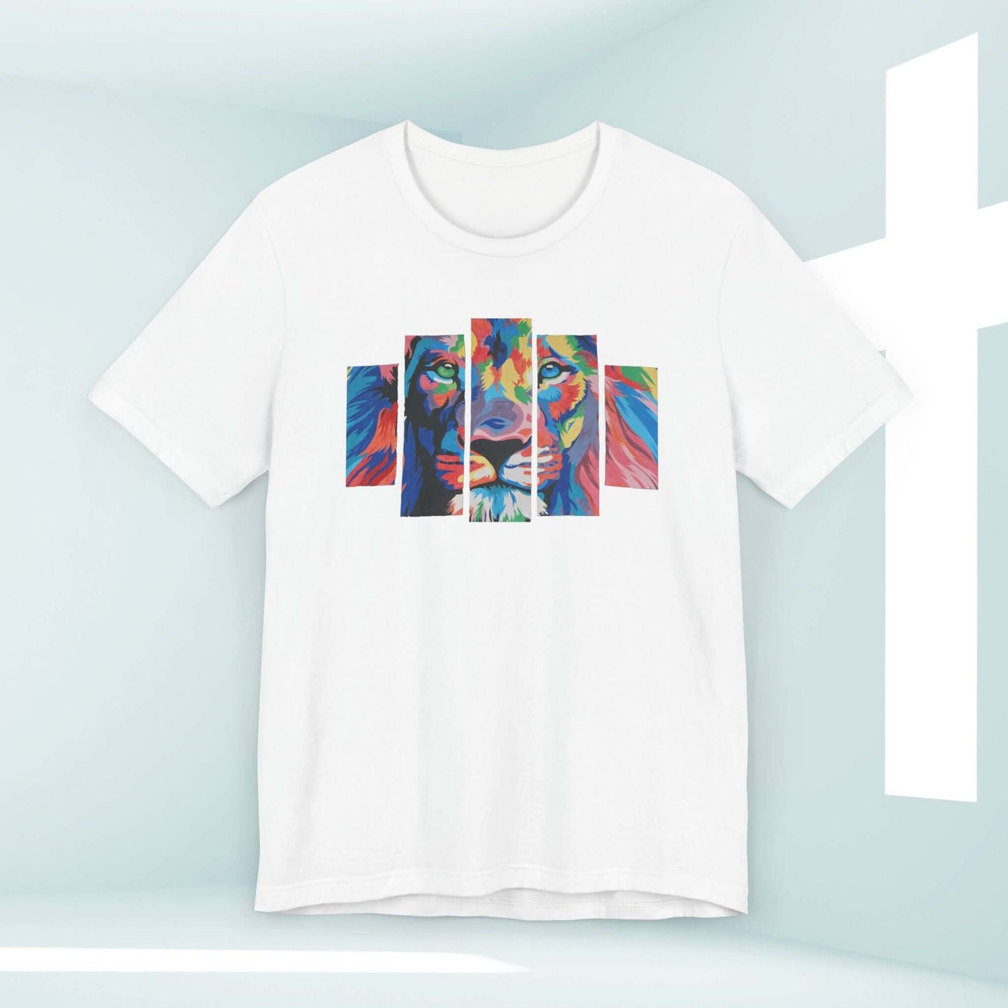 Christian Lion Of Judah Shirt with Colorful Lion Design, Perfect for Bible Study, Church, or as a Baptism Gift