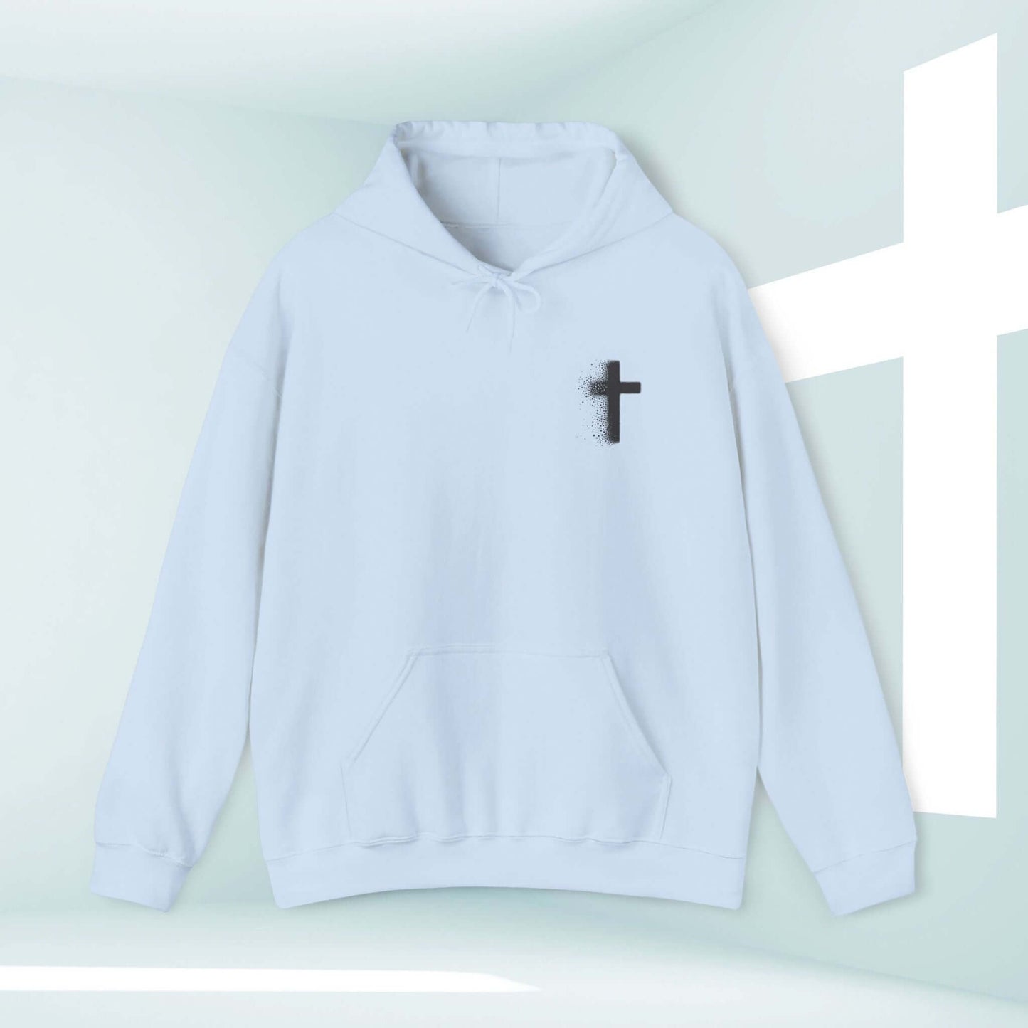 Take It To The Cross Christian hoodie with front cross graphic on light background