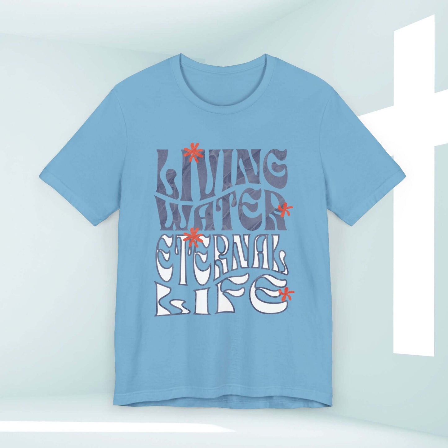 Living Water Faith Elevated Christian T-shirt, inspirational religious tee with scripture, perfect Christian streetwear apparel.