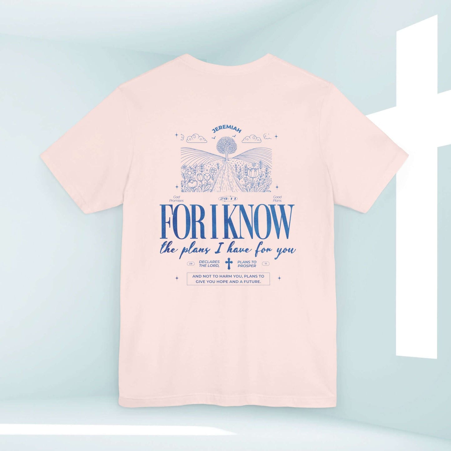 "For I Know The Plans nature camping Christian t-shirt with Bible verse, ideal for Christian boho, streetwear, and inspirational religious apparel"