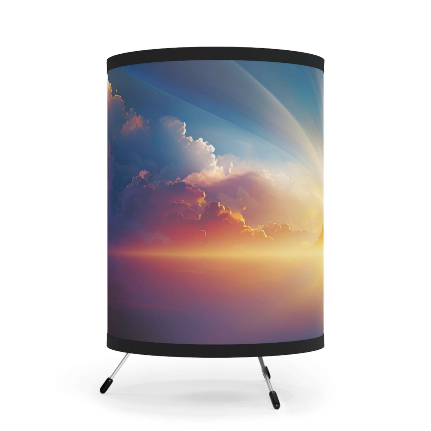 Christian Sunrise Reflecting God's Light in Heaven Sky Tripod Table Lamp for Indoor Decor and Gifts