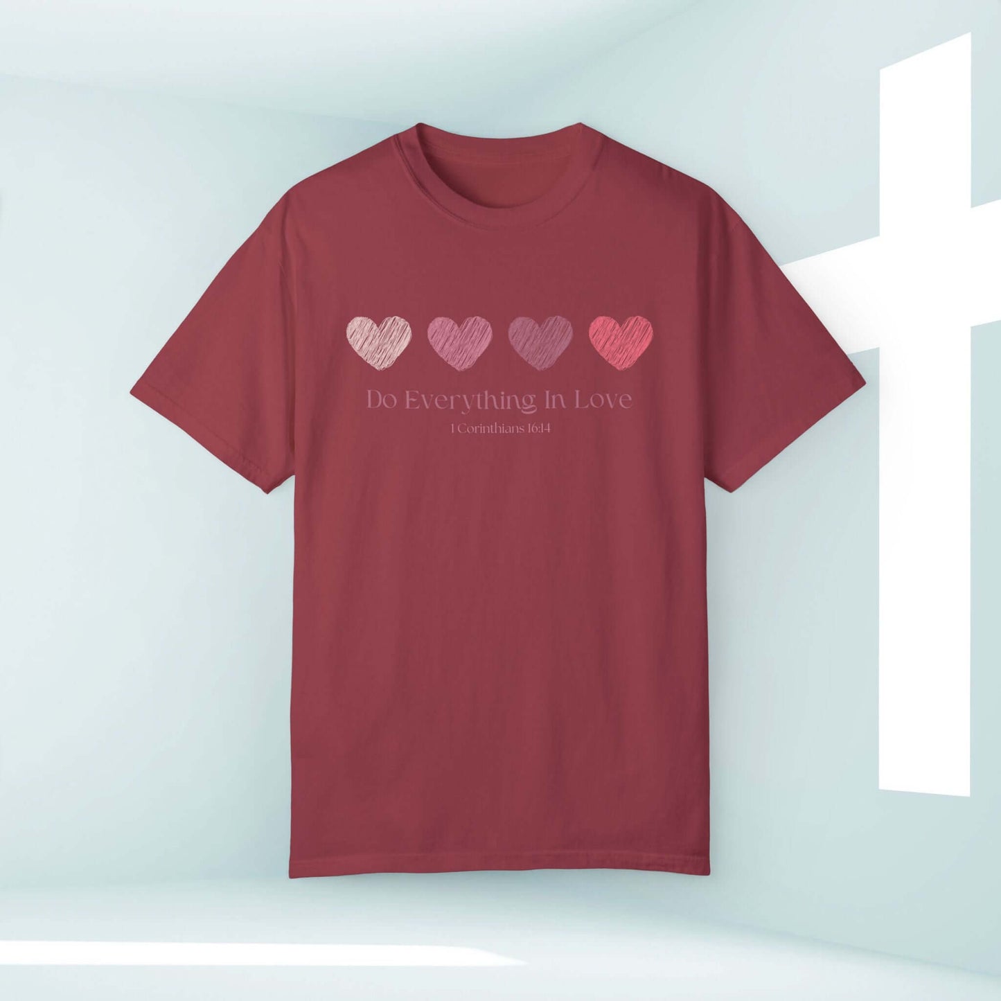 Christian Love Heart Wedding Shirt with "Do Everything In Love" message, perfect for engagements, anniversaries, and Valentine's Day.