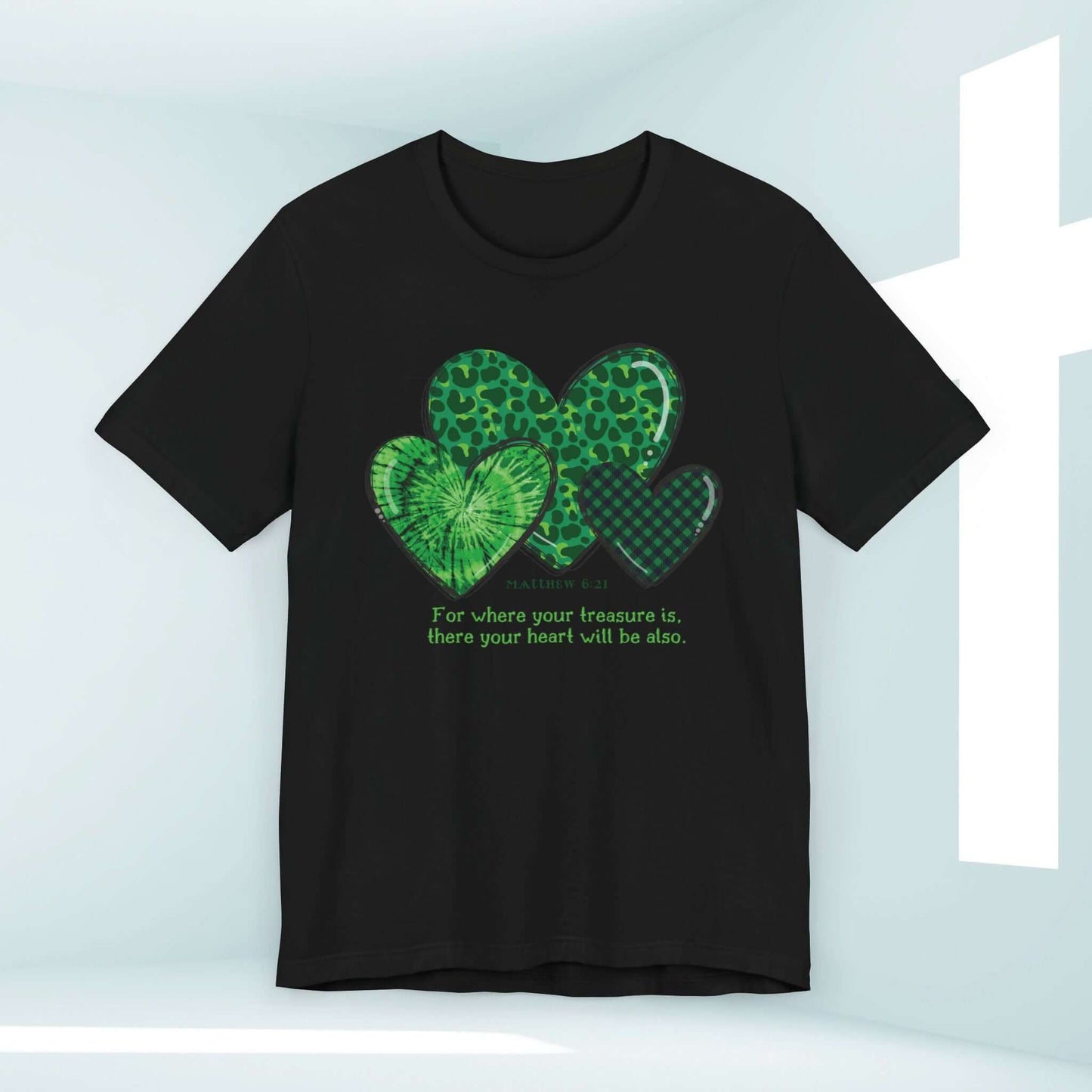 Inspirational St Patrick's Day Christian Treasure Heart Shirt with Shamrock Clover Design.