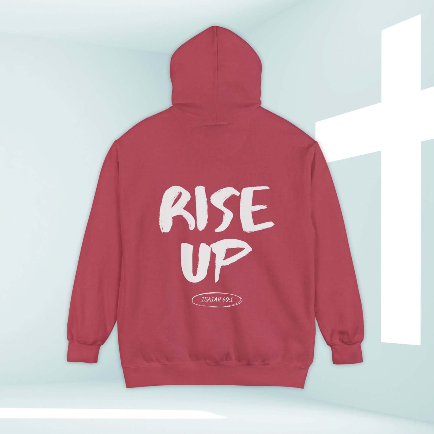 Rise Up Bible Verse Hooded Sweatshirt, Christian Hoodie with Inspirational Message in Red