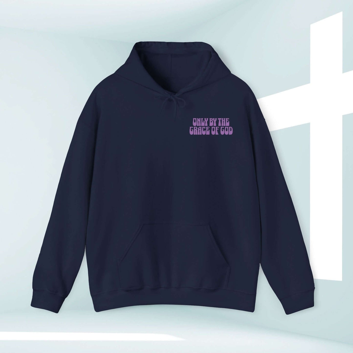 Only By The Grace Of God Bible Verse Christian Hoodie, faith-based pullover sweatshirt, inspirational religious apparel