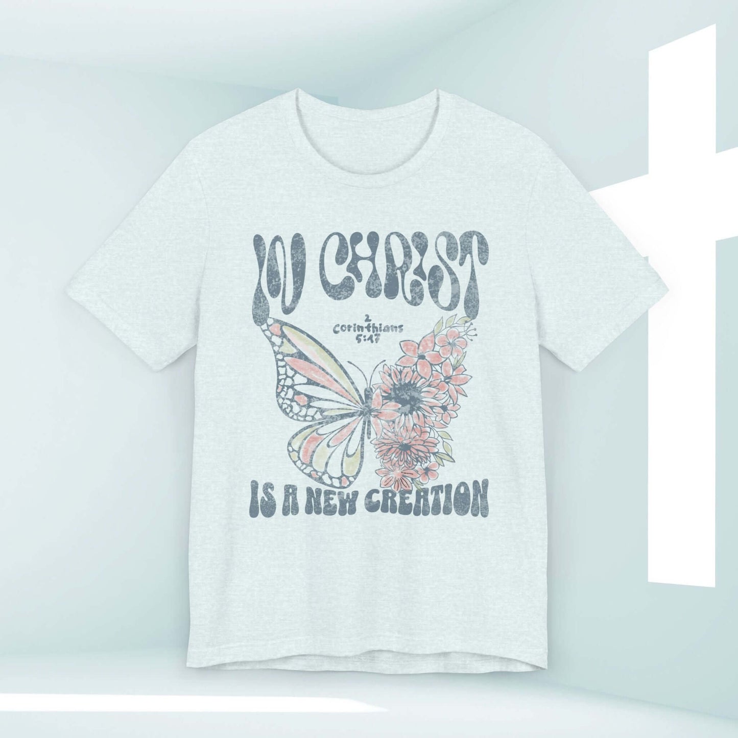 In Christ Is A New Creation Butterfly Christian Shirt - Jesus Tee with Bible Verse in Stylish Christian Apparel