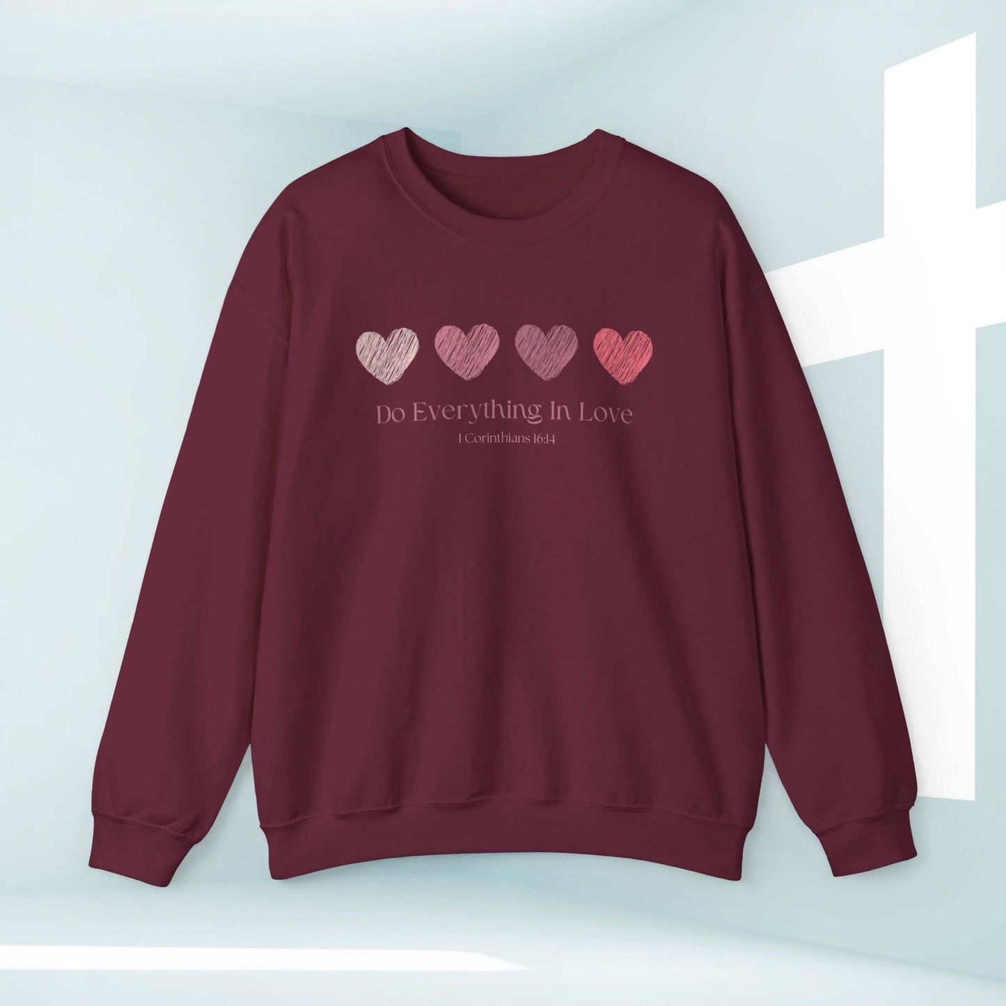 Valentine’s Day heart wedding sweatshirt with faith-based graphics and uplifting message, perfect Christian engagement, anniversary, or wedding gift.