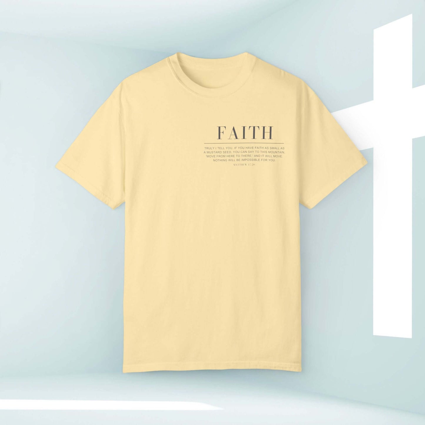 Faith Can Move Mountains Christian Shirt with Bible Verse for Inspirational Worship - Christian Tee for Church and Faith-based Apparel