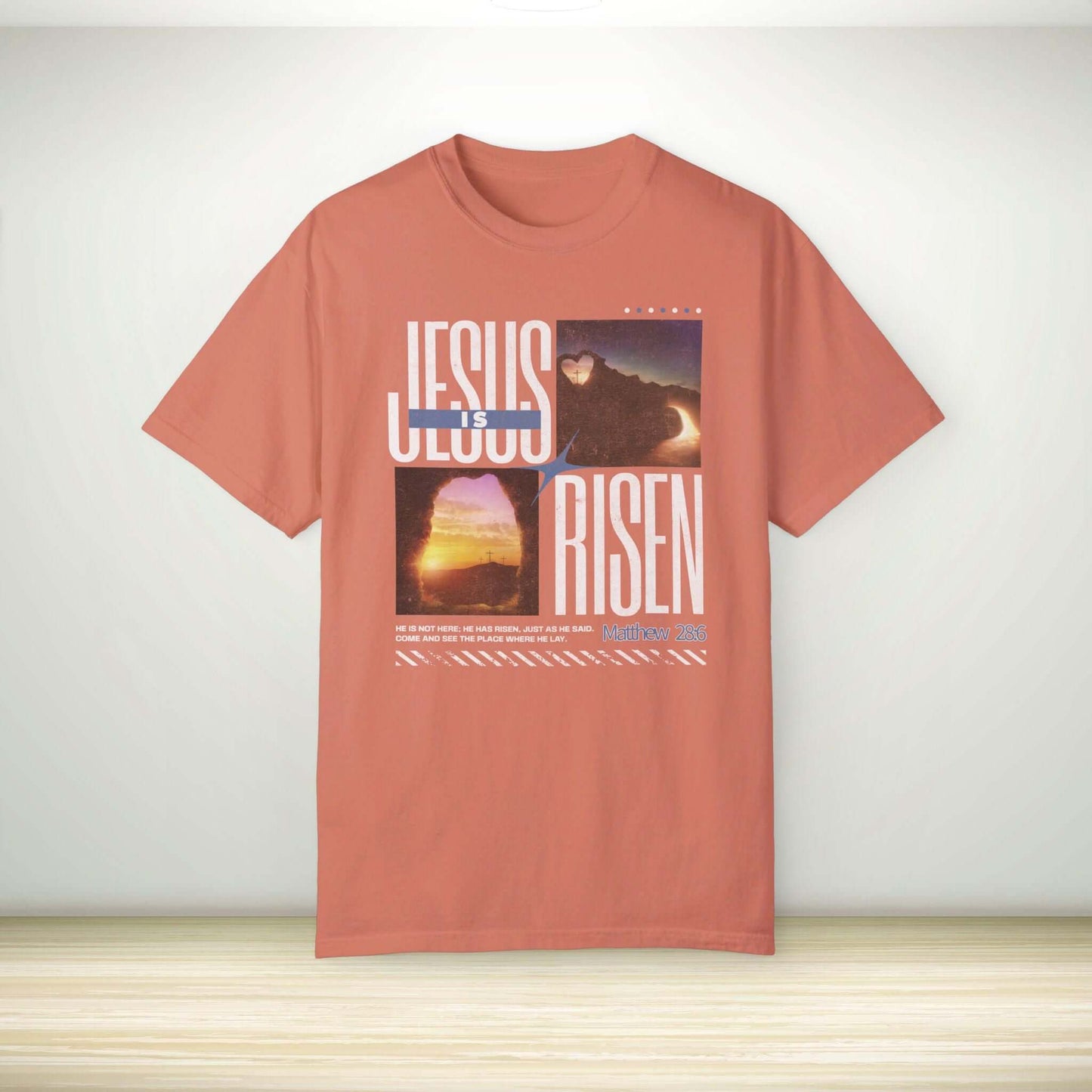 Jesus Is Risen Easter shirt, faith-based Christian tee, religious Easter clothing, 100% ring-spun cotton, perfect Easter gift, bible verse shirt