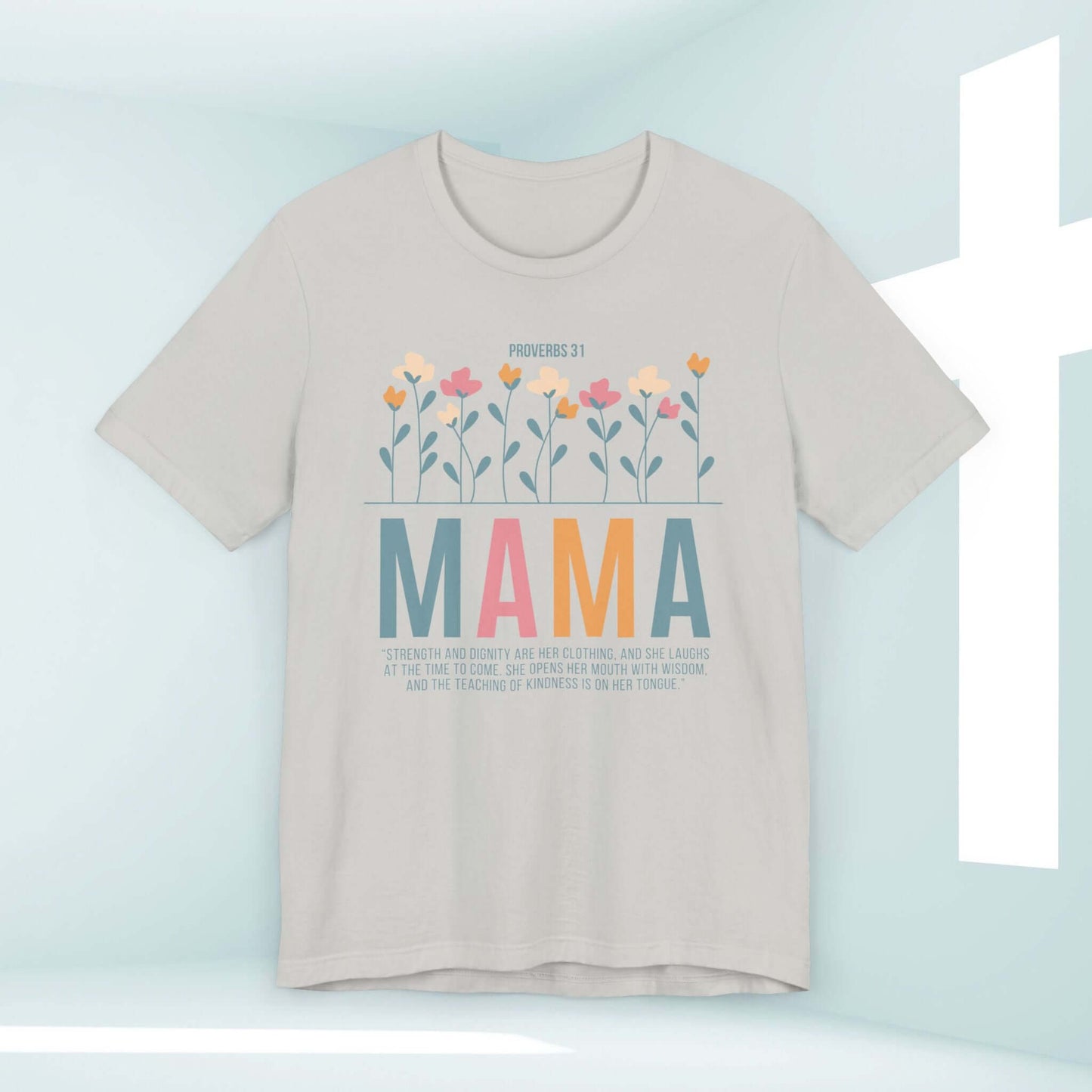 Floral Christian Mother's Day shirt with Proverbs 31 verse, perfect gift for mom.