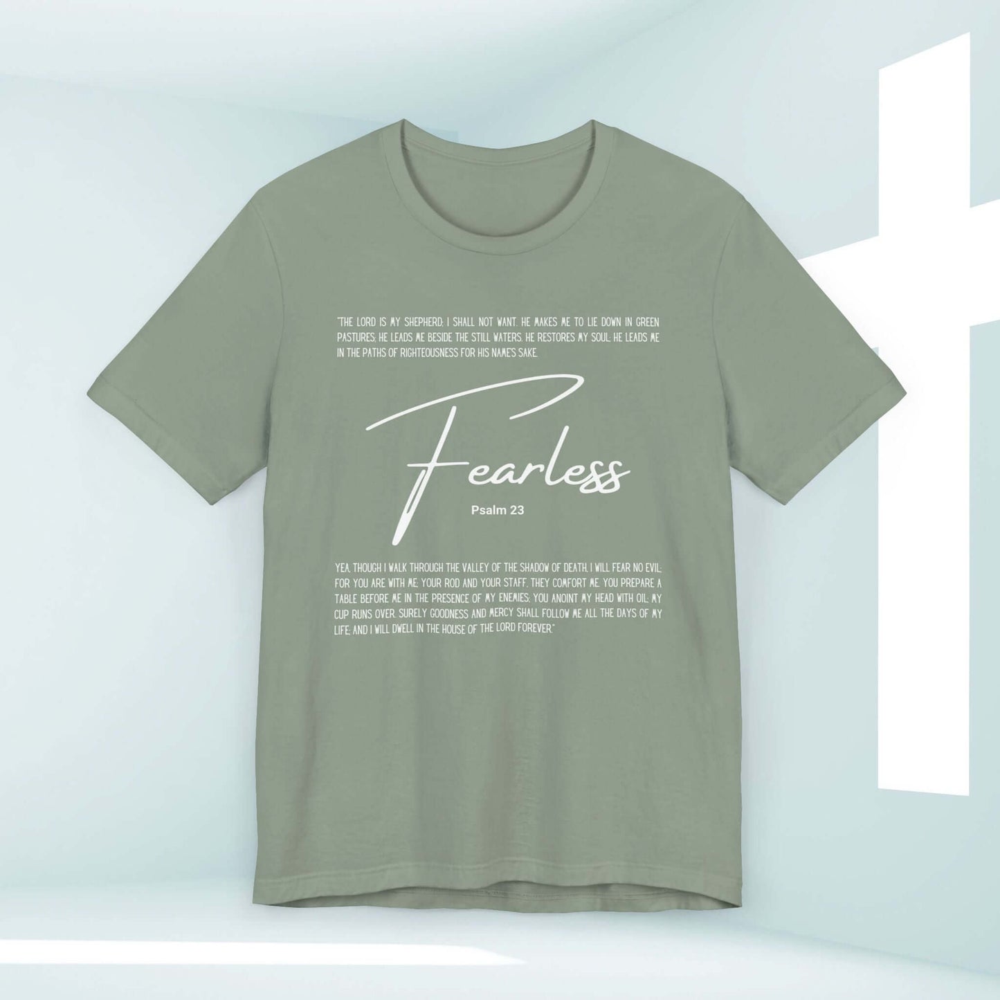 Fearless Psalm 23 T-Shirt, No Fear Christian Tee with Bible Verse, Perfect Church Apparel and Christian Clothing for Sharing Faith