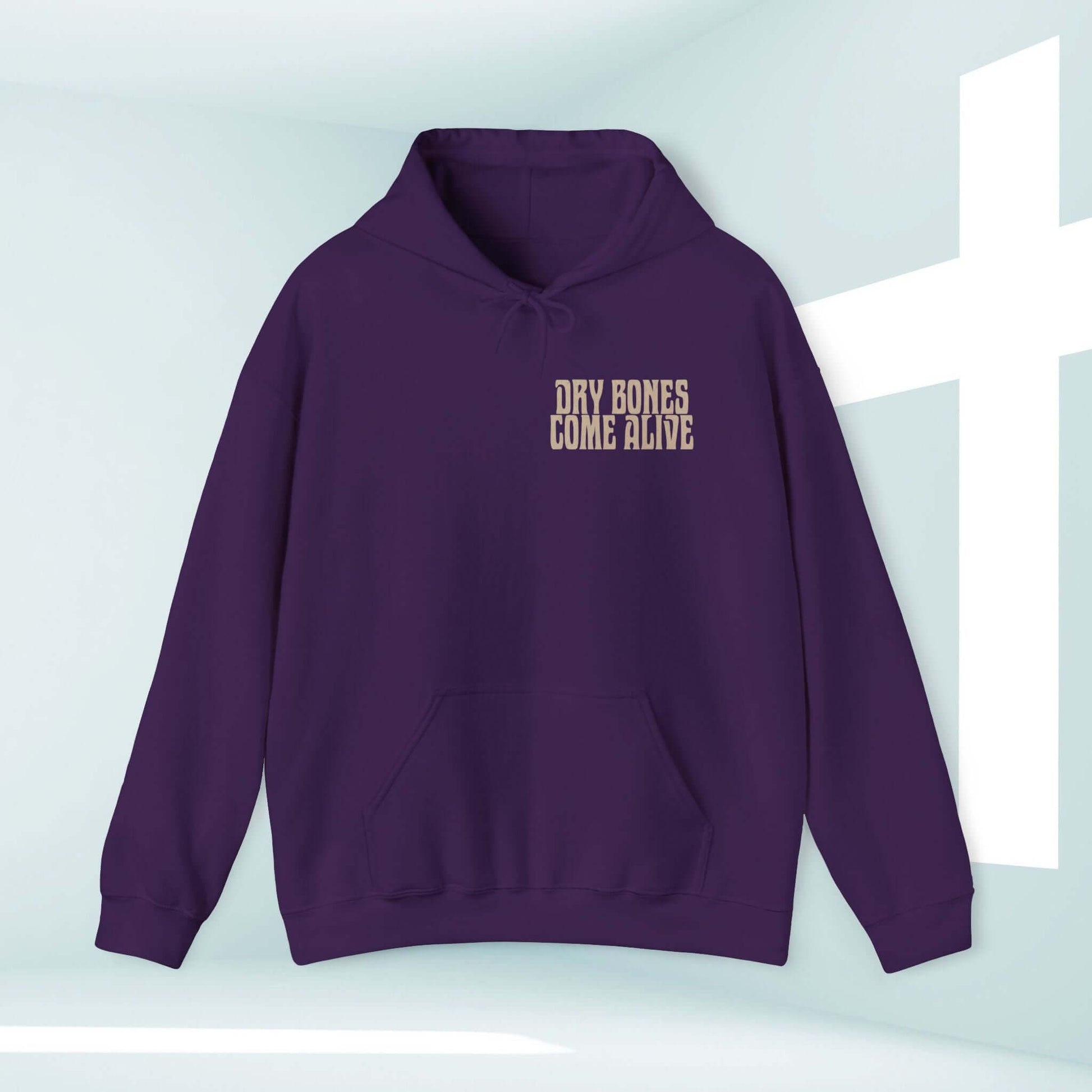 Christian Halloween hoodie with "Dry Bones Come Alive" design, perfect Halloween religious sweatshirt for sharing faith this season.