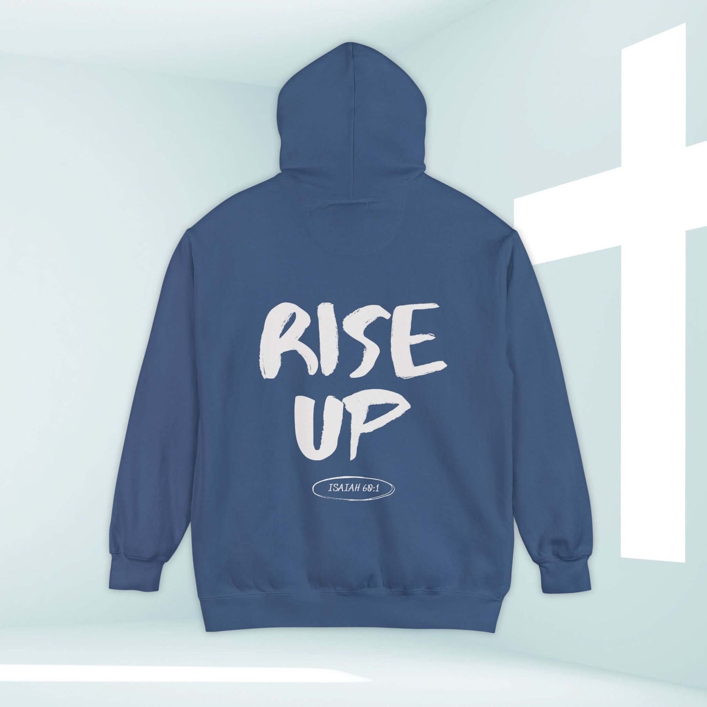 Rise Up Christian Hoodie with Isaiah 60:1 Scripture, Comfortable and Inspirational Faith-Based Sweatshirt