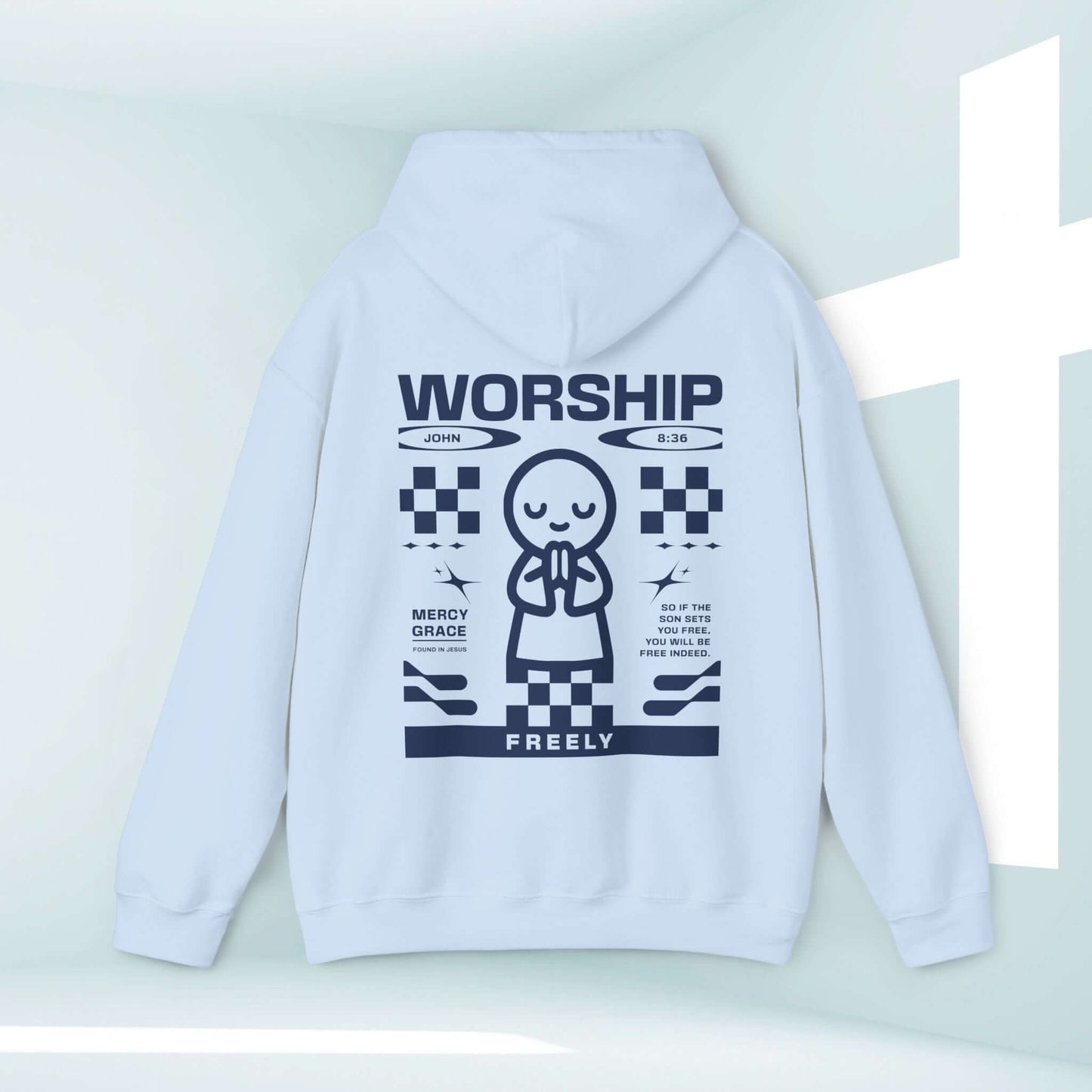 Worship Freely Christian hoodie with faith-based design, perfect church, prayer, Bible verse, and religious gift for moms or Mother’s Day