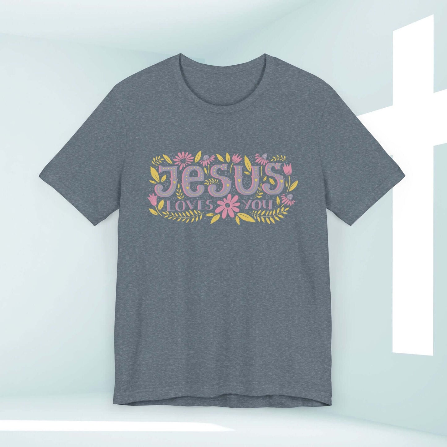 Jesus Loves You women's Christian tee, inspirational shirt with Bible verse, perfect religious gift, Christian apparel with floral design