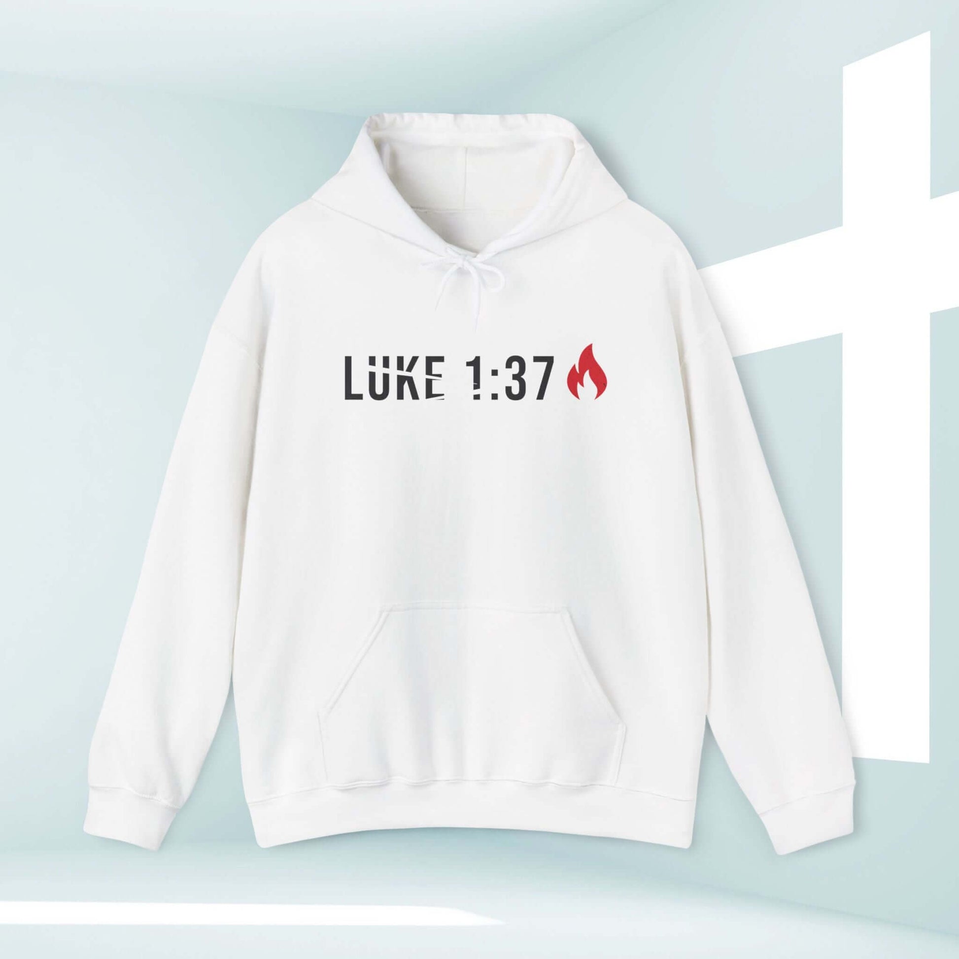 Mens Christian Jesus Hoodie with Luke 1:37 Bible Verse Graphic, Inspirational Religious Shirt for Men of Faith, Fathers Day Gift