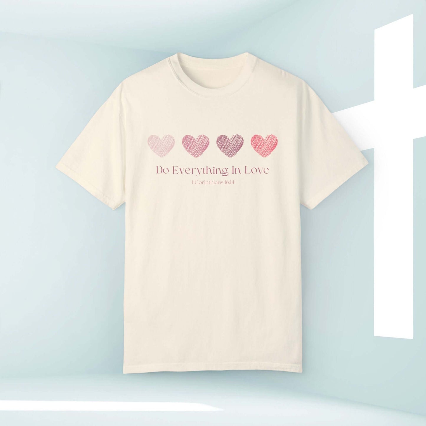 Christian love heart wedding shirt with "Do Everything In Love" text, perfect for Valentine's Day, wedding, anniversary, and engagement gifts.