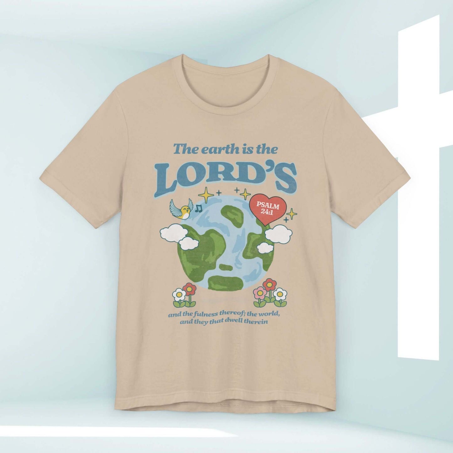 Christian Camping Nature Shirt with "The Earth Is The Lord's" Bible Verse for Earth Day